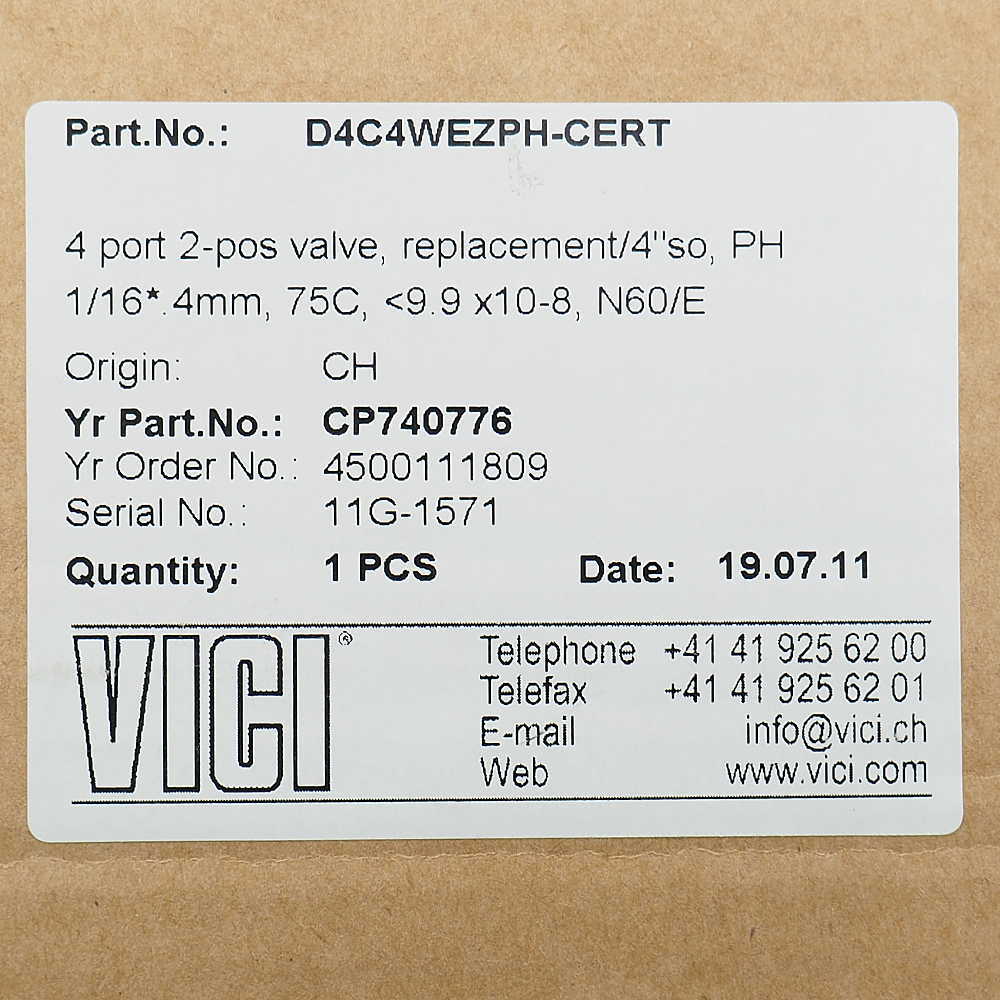 NEW VICI D4C4WEZPH-CERT Replacement 4 port 2-pos valve w/4″ stand off, PH N60/E