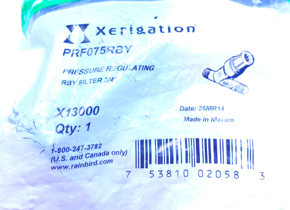 Rain Bird Lot of 2 Xerigation Pressure Regulat RBY Filter 3/4 PRF075RBY, X13000