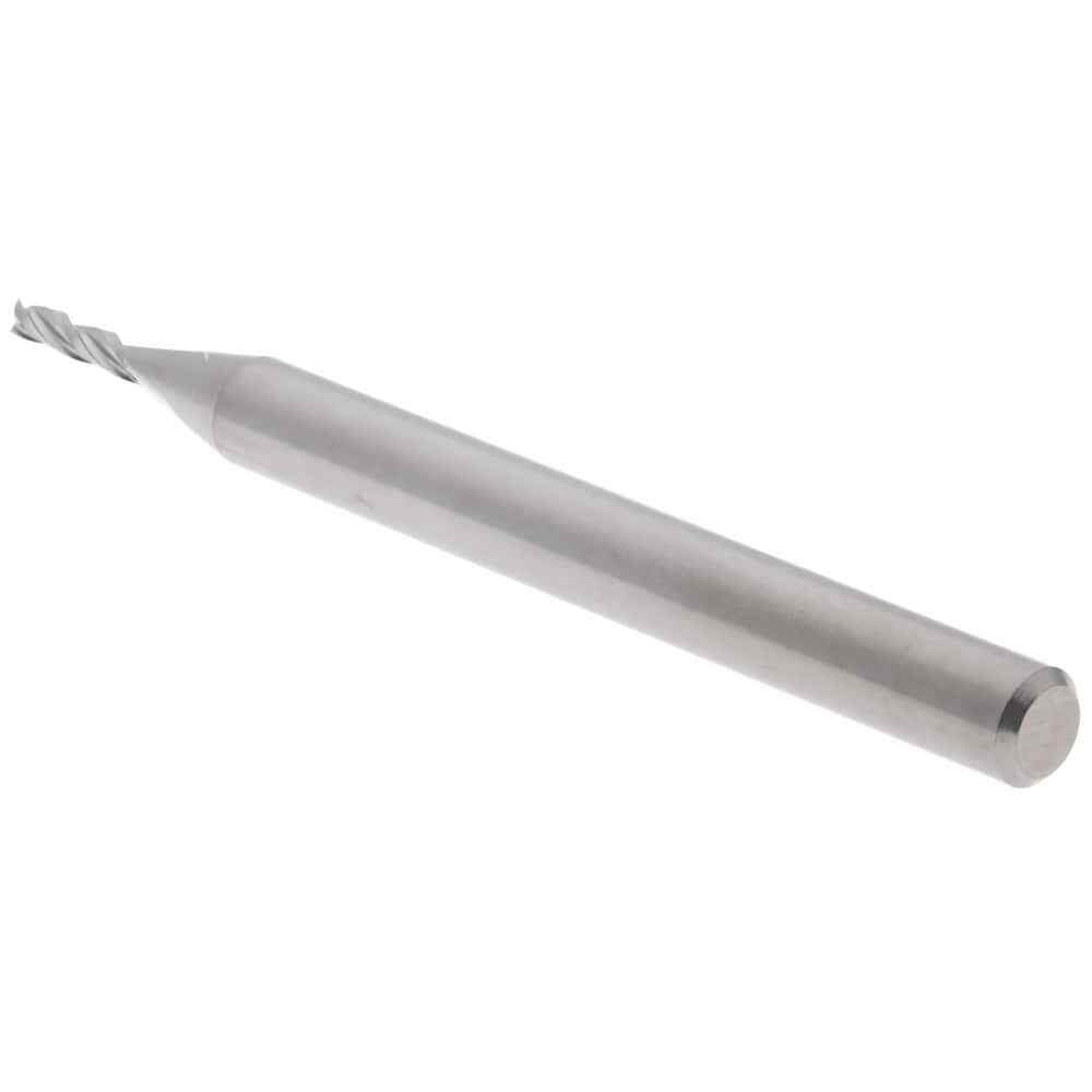 Square End Mill: 3/64” Dia, 3/16” LOC, 1/8” Shank, 1-1/2” OAL, 3 Flutes,