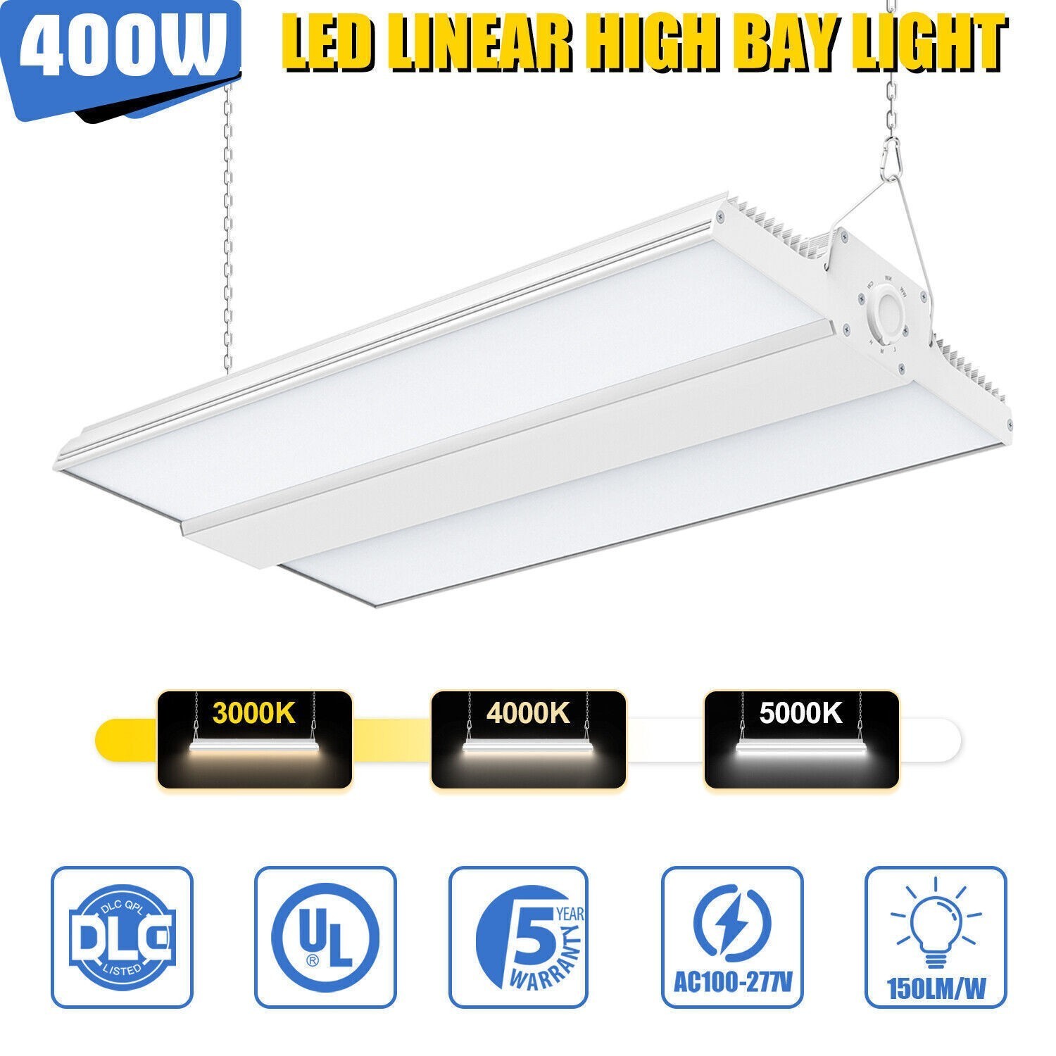 LED Linear High Bay Light 400W CCT Adjustable Commercial Warehouse Led Shop Lamp