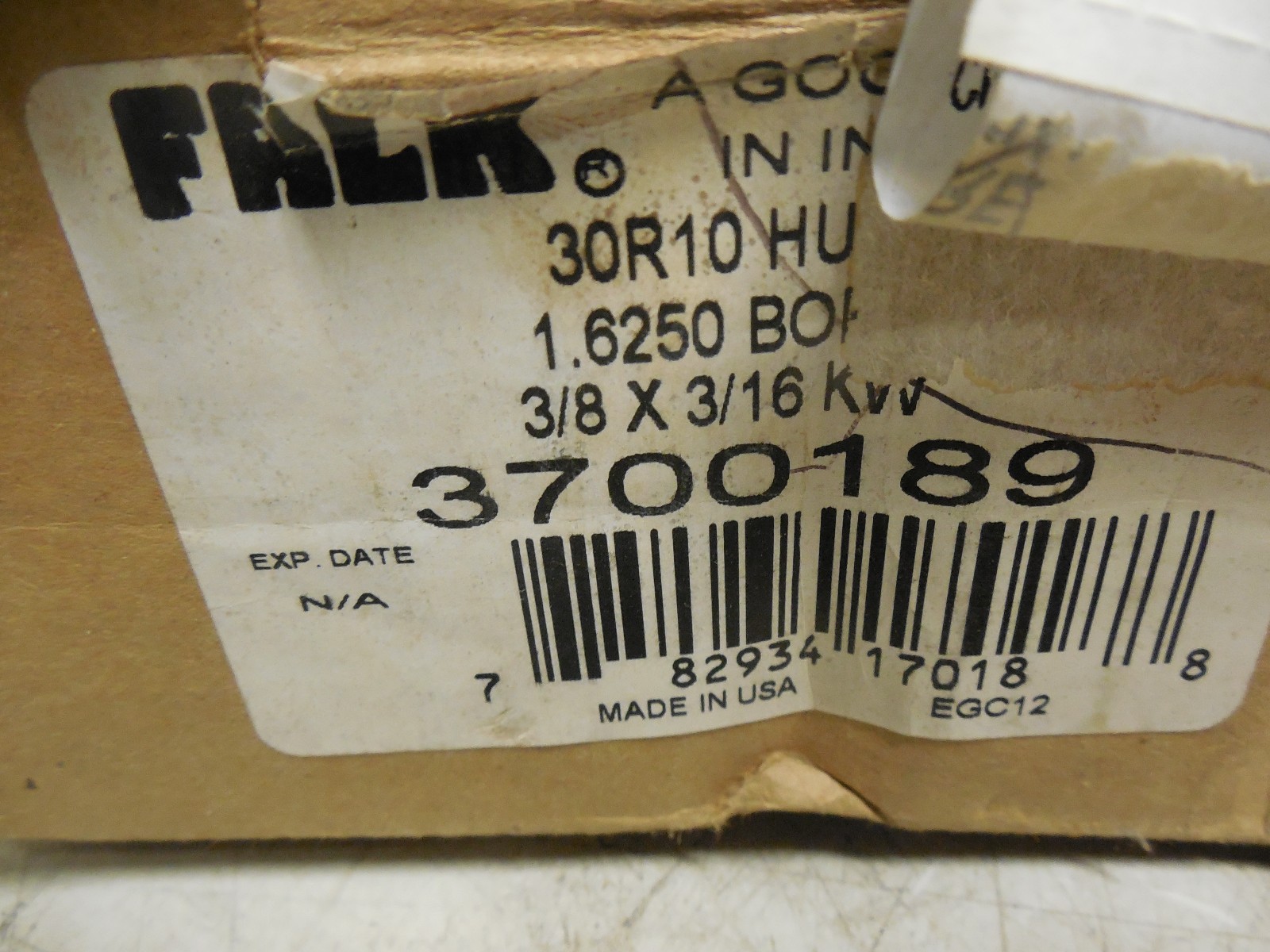 FALK COUPLING 3700189 30R10 HUB 1.6250 BORE 3/8″ x 3/16″ KW 105142