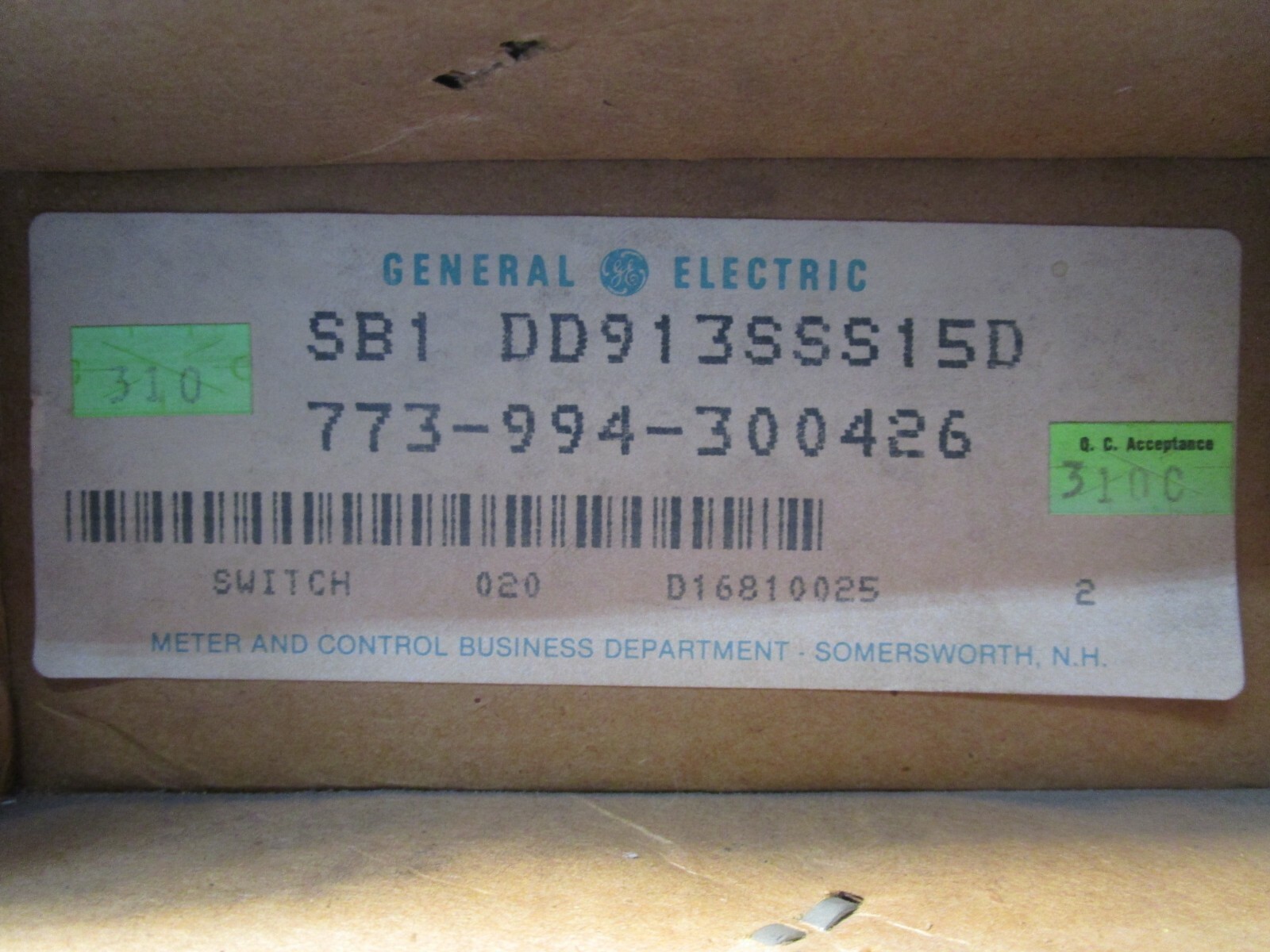 GE, General Electric, SB1 DD913SSS15D, SB1, Control Switch 16SB1DD913SSS15D