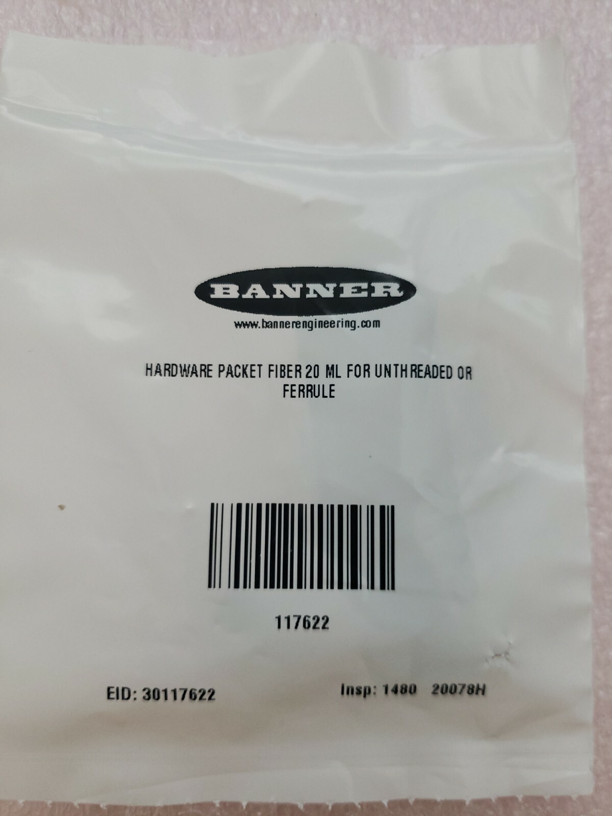 Lot of 5 Banner 117622 Hardware Packet Fiber 20 ml For Unthreaded Ferrule PFC-4