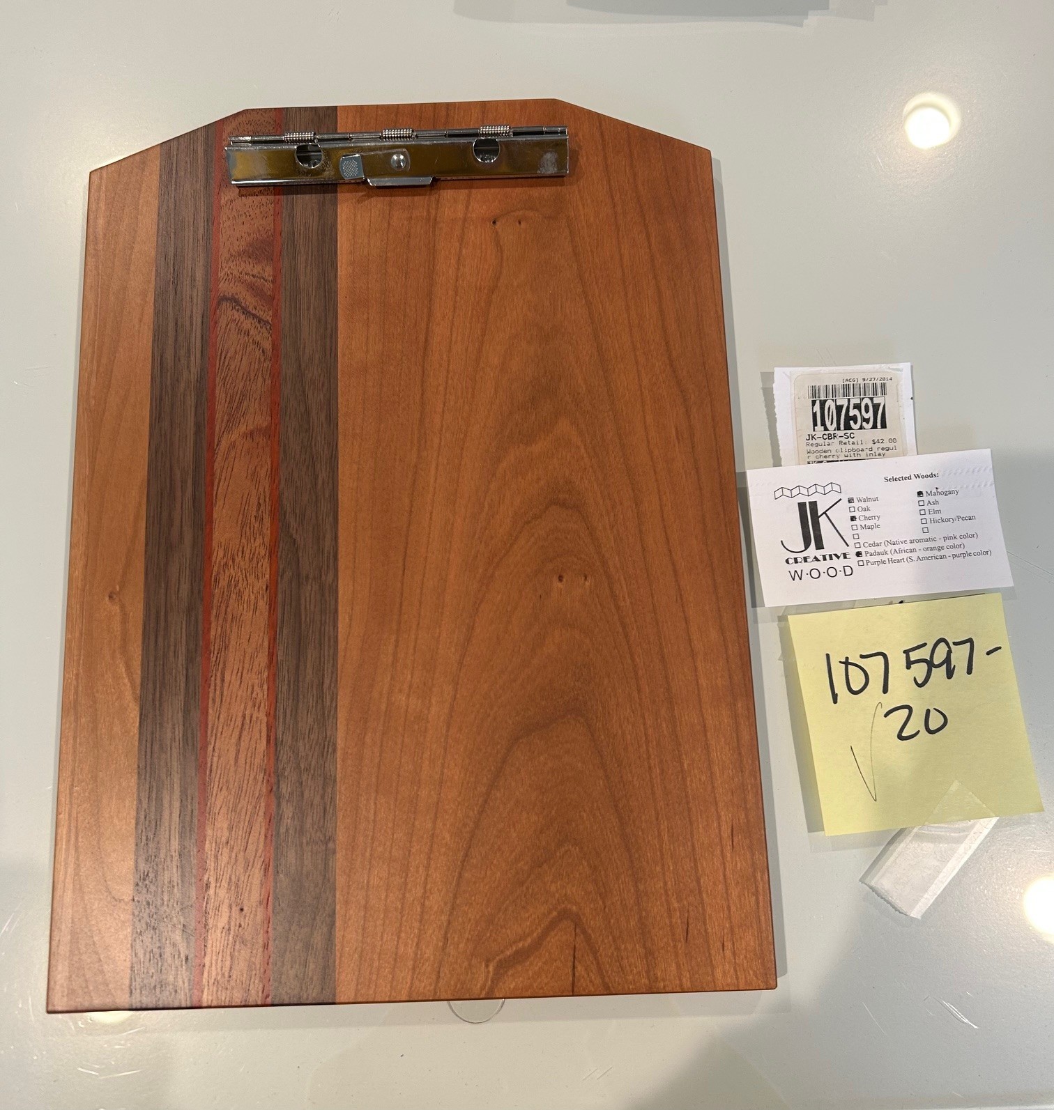 New Exotic Wood Clip Board Walnut Cherry Mahogany Padauk 107597-20-Regular