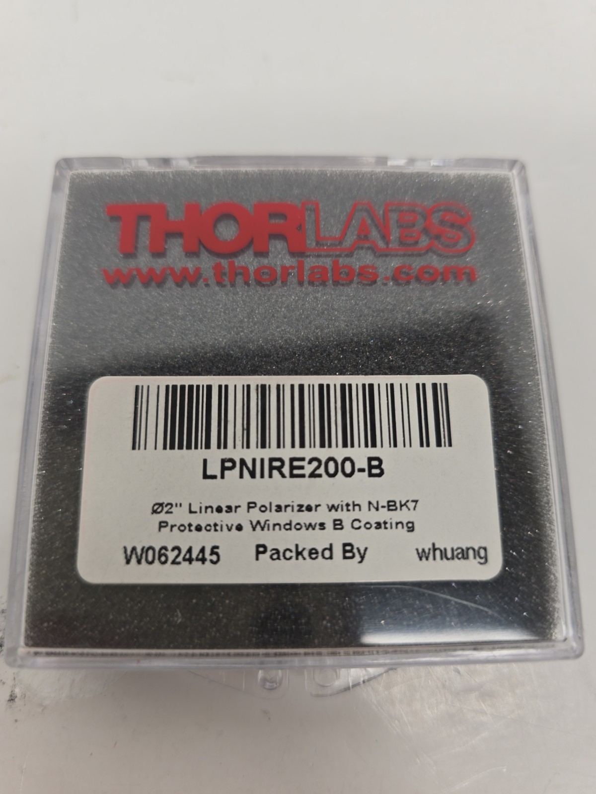 ThorLabs LPNIRE200-B 2″ linear Polarizer with N-BK7 Protective Windows B Coating