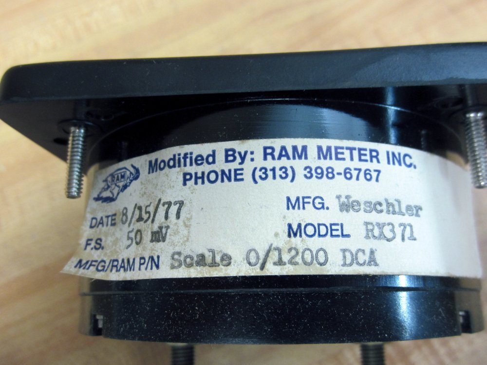 Weschler RX-371 4.5″ Panel Meter RX371 0-1200 DC Amperes