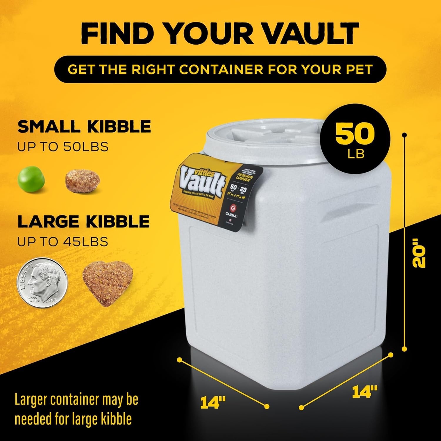 2 Pack Gamma2 Vittles Vault Large Cat Dog Food Storage Container 50 lb