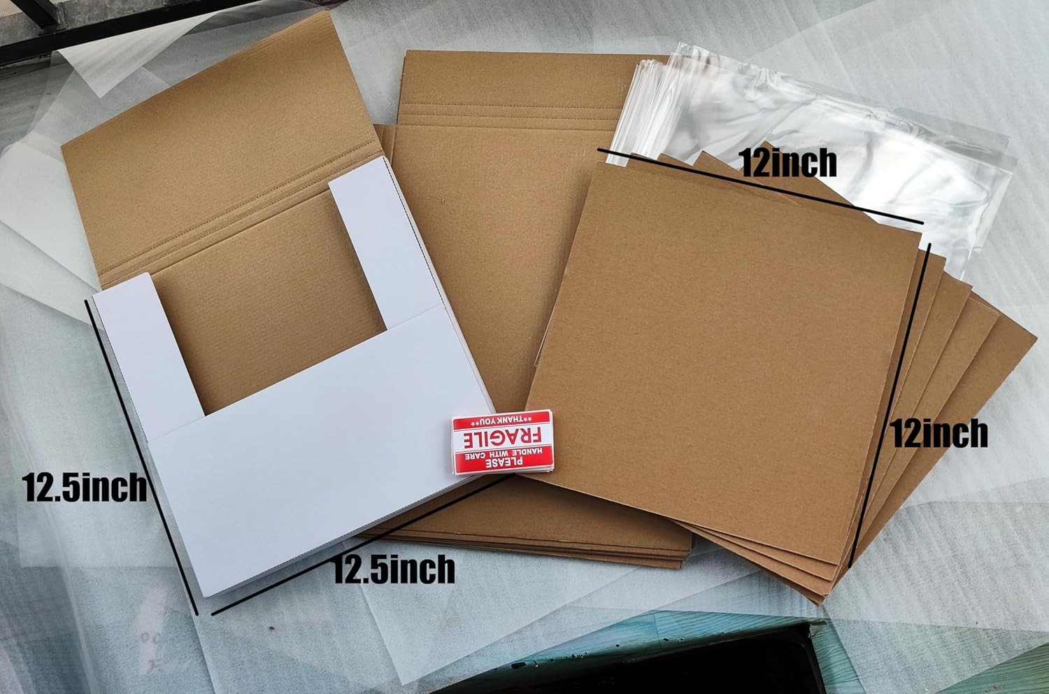 Vinyl Record White LP Shipping Boxes Set 12.5″ x 12.5″ x 1″ Record Mailers