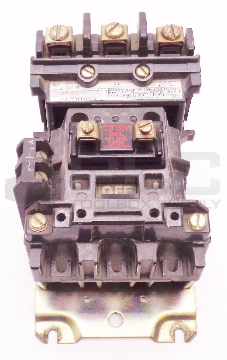 ALLEN BRADLEY 500-BOD94 A CONTACTOR W/ CB236 COIL W/ 595-A /A CONTACT 500-B0D94
