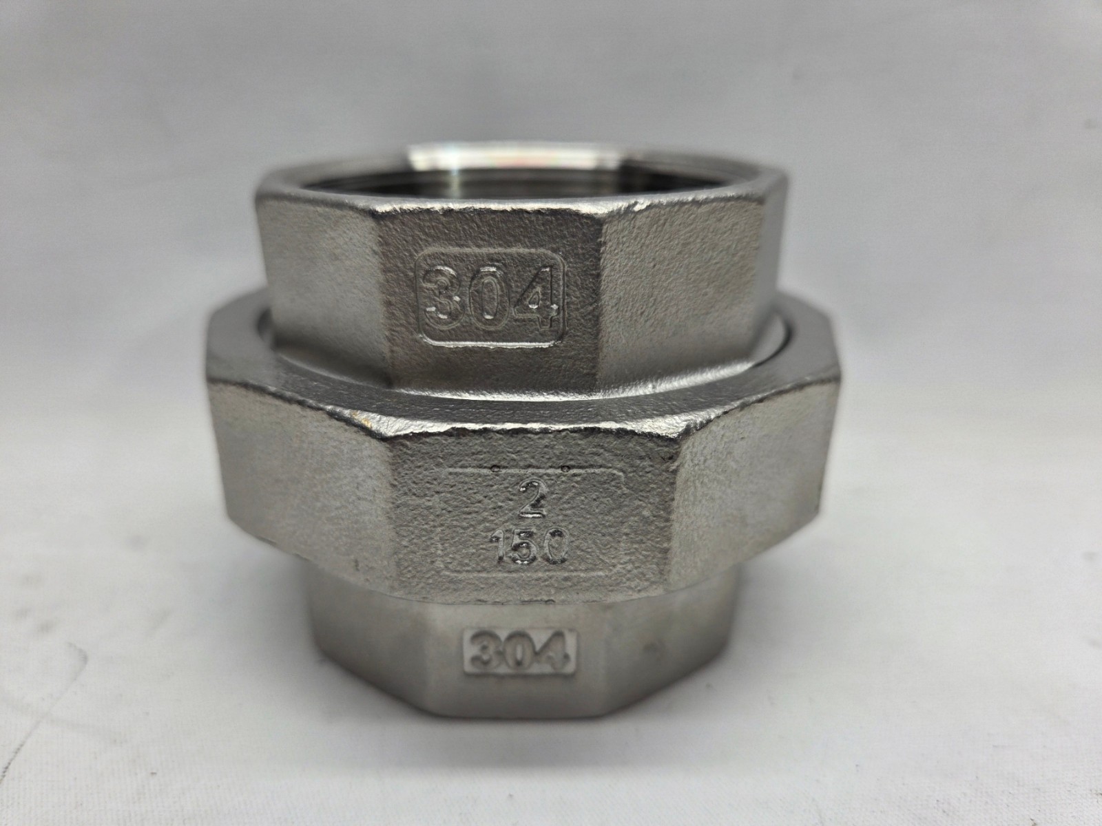 Pipe Union: 2″ Fitting, 304 Stainless Steel FNPT x FNPT, Threaded, 150 psi, New