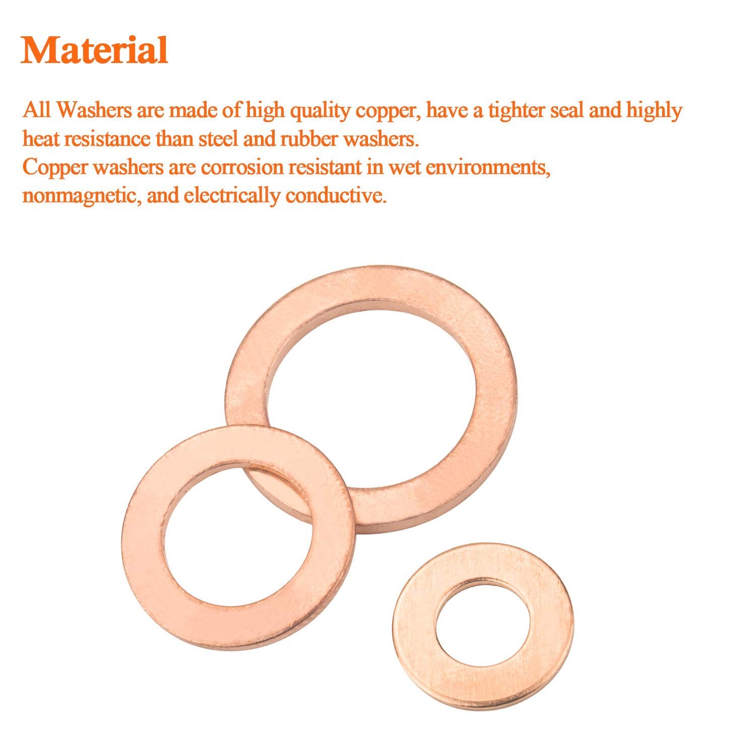 M22 Flat Washer Copper Sealing Ring, 22mm ID 28mm OD 1.5mm M22,