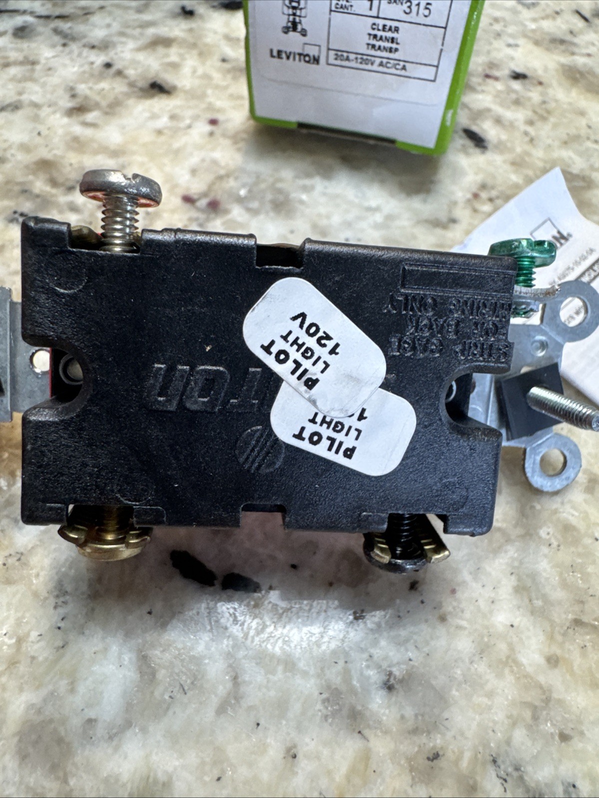 Leviton 1221-PLC AC Quiet Toggle Switch 120 VAC 20 Amp 1 Pole