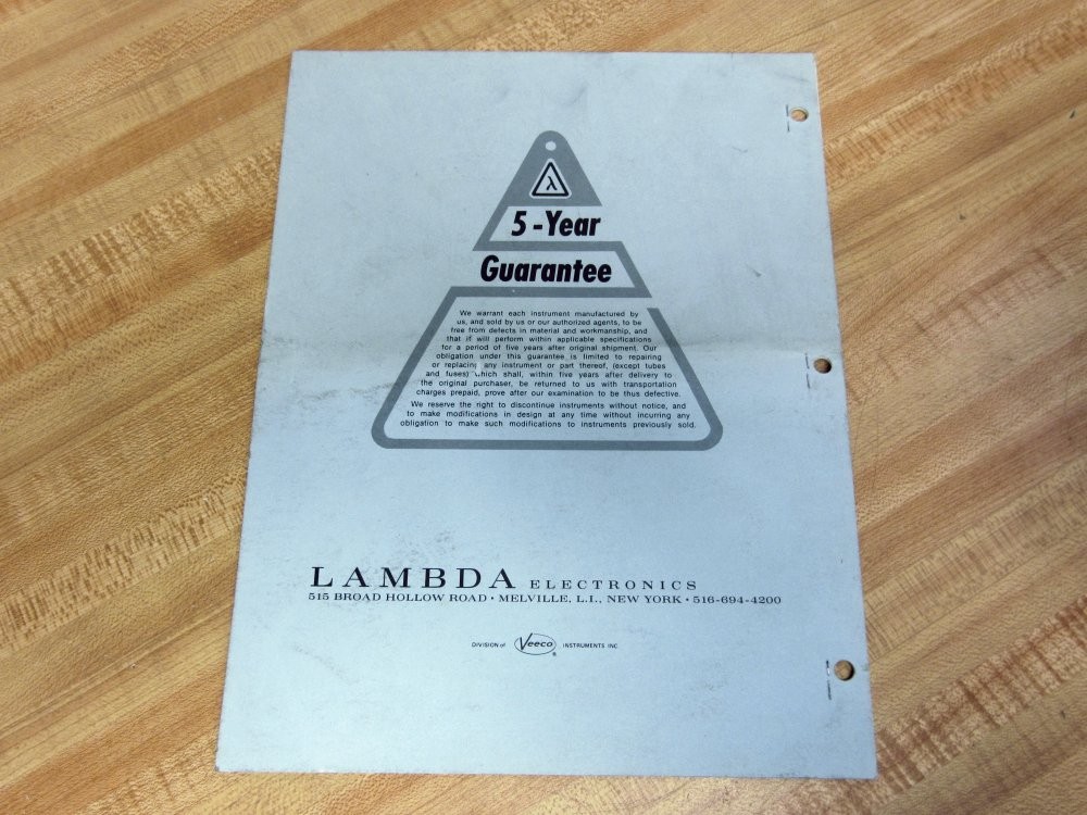 Lambda IM-LRS-52 Regulated Power Supplies Instruction Manual