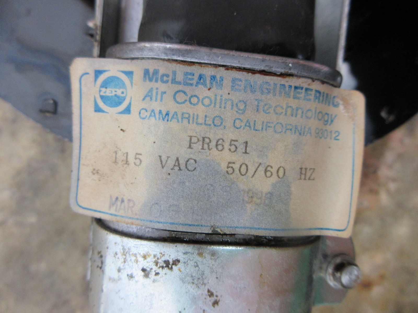 1996 HAAS VF-1 CNC VERTICAL MILL MCLEAN ENGINEERING PR651 AIR COOLING FAN