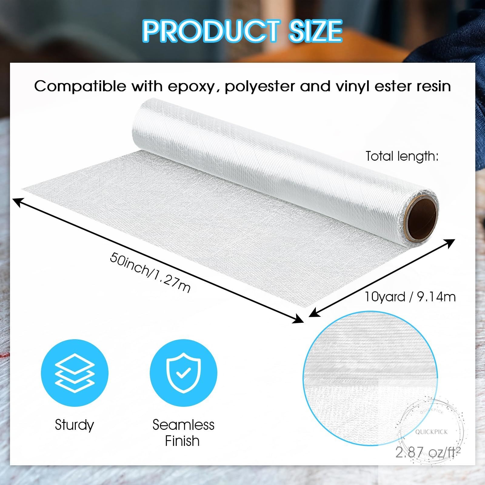 1708 Biaxial Fiberglass Cloth Mat Roll 50″ x 360″ Heavy Duty 10 Yards Long Fiber