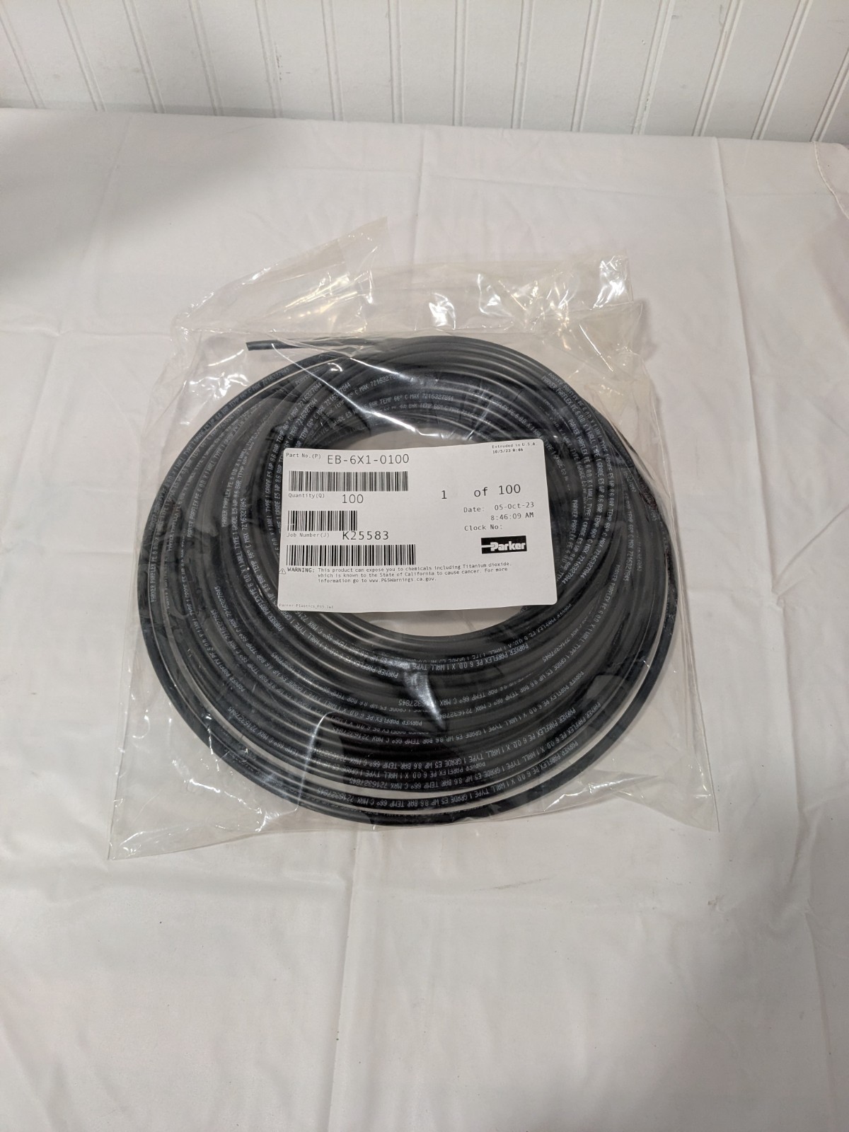 Parker Black Polyethylene Tube: 100′ Long, 4mm I.D. EB-6X1-0100-DUP