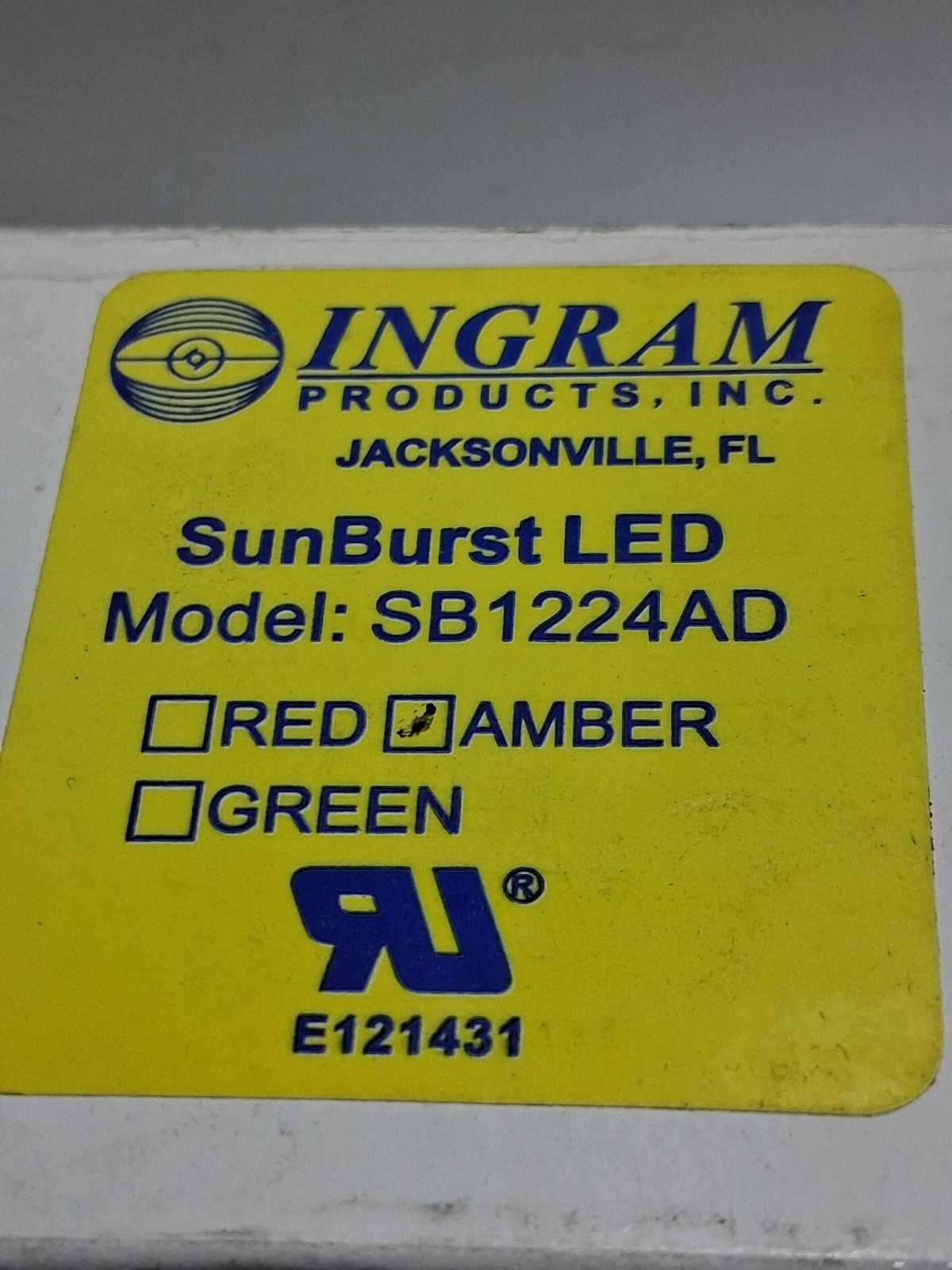 INGRAM SB1224AD SUNBURST LED LIGHT MODULE 12-24VAC/DC FLASHING AMBER ALARM NIB