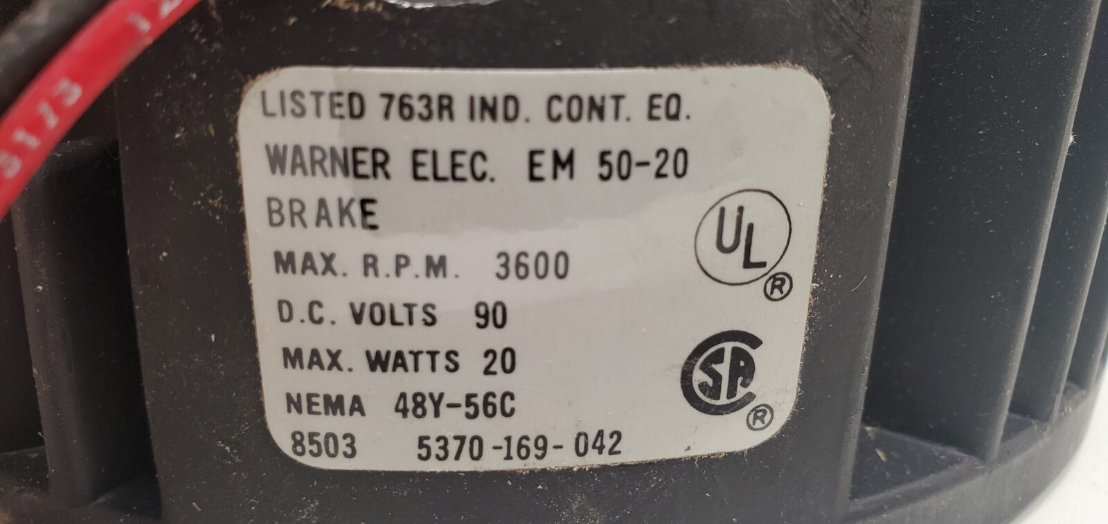 GUARANTEED! WARNER ELECTRIC MOTOR BRAKE 5370-169-042