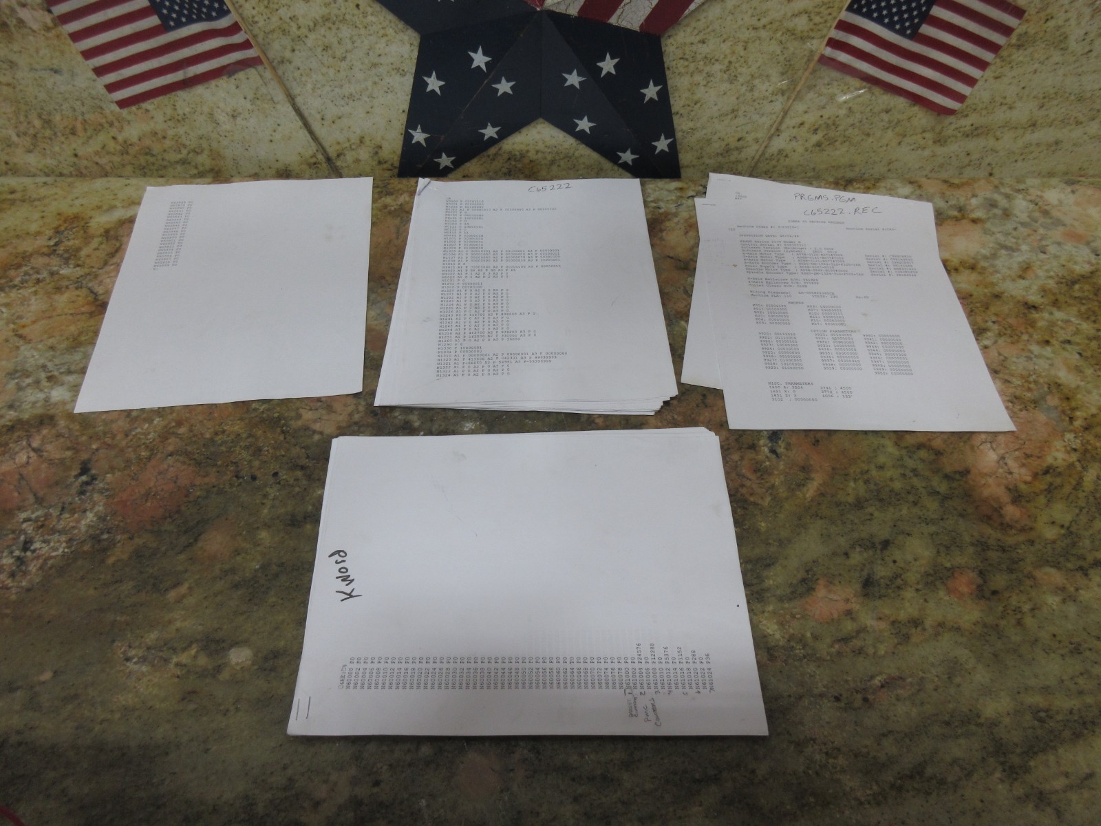 1998 HARDINGE COBRA LC-65 CNC LATHE PARAMETER PARAMETERS LIST SETTINGS 4 PIECES