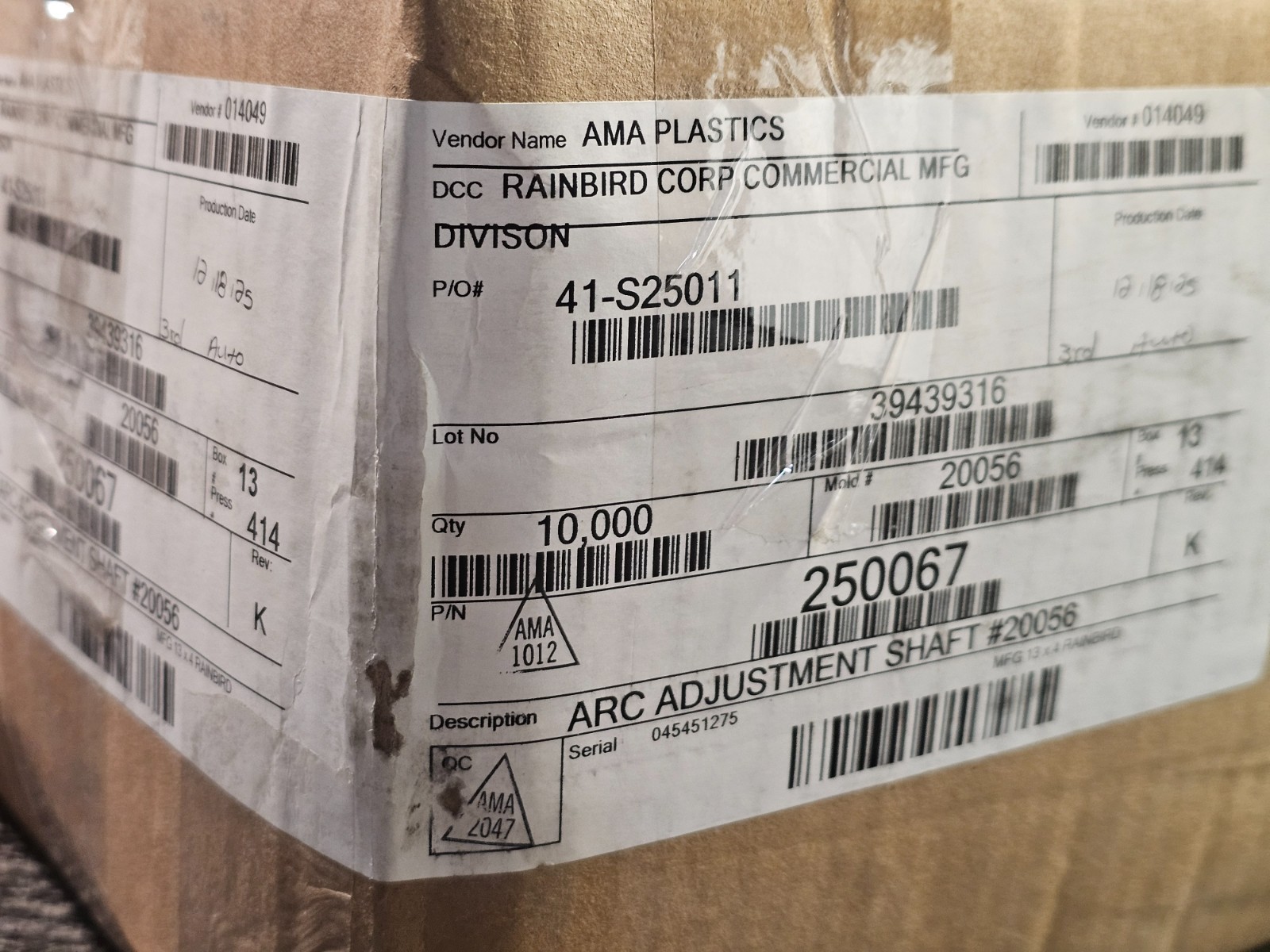 (QTY 10,000) Rainbird Corp. 250067 41-S25011 Arc Adjustment Shaft #20056