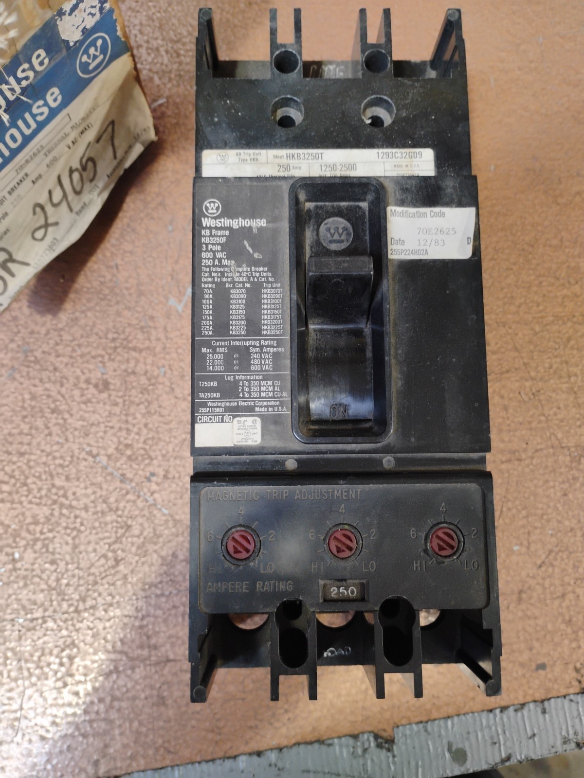 WESTINGHOUSE HKB3250T 1293C32G09 250A NSMP