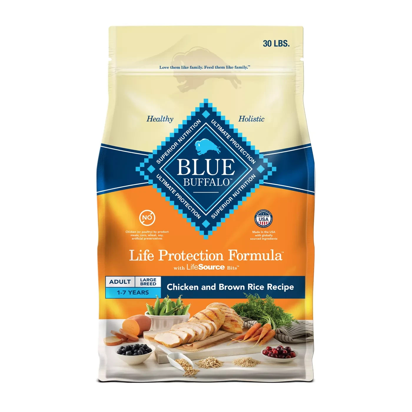 Blue Buffalo Life Protection Formula Chicken&Rice Large Breed Dry Dog Food, 30lb