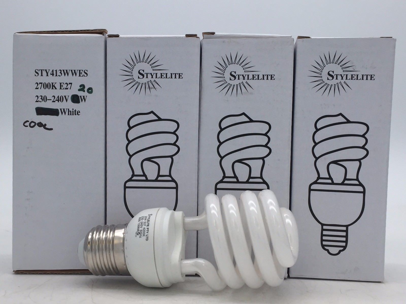 Stylelite STY420WWES Spiral 20W 4200K E27 230-240V Lamp Cool White SGS x4