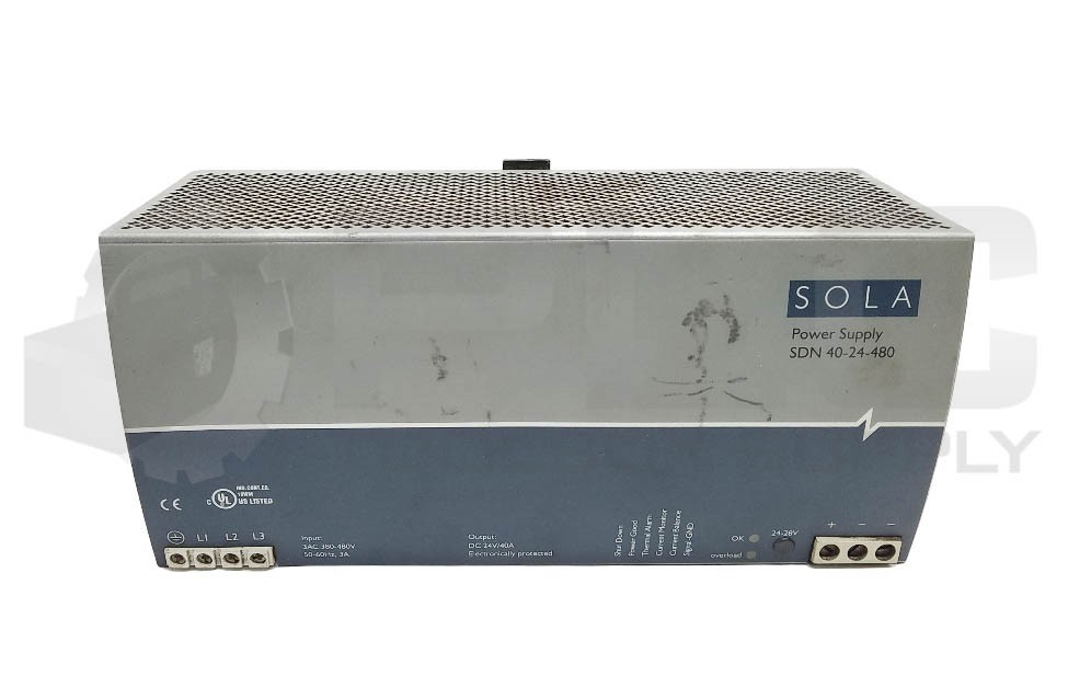 SOLA SDN 40-24-480 POWER SUPPLY IN: 380-480VAC 3A, OUT: 24VDC 40A