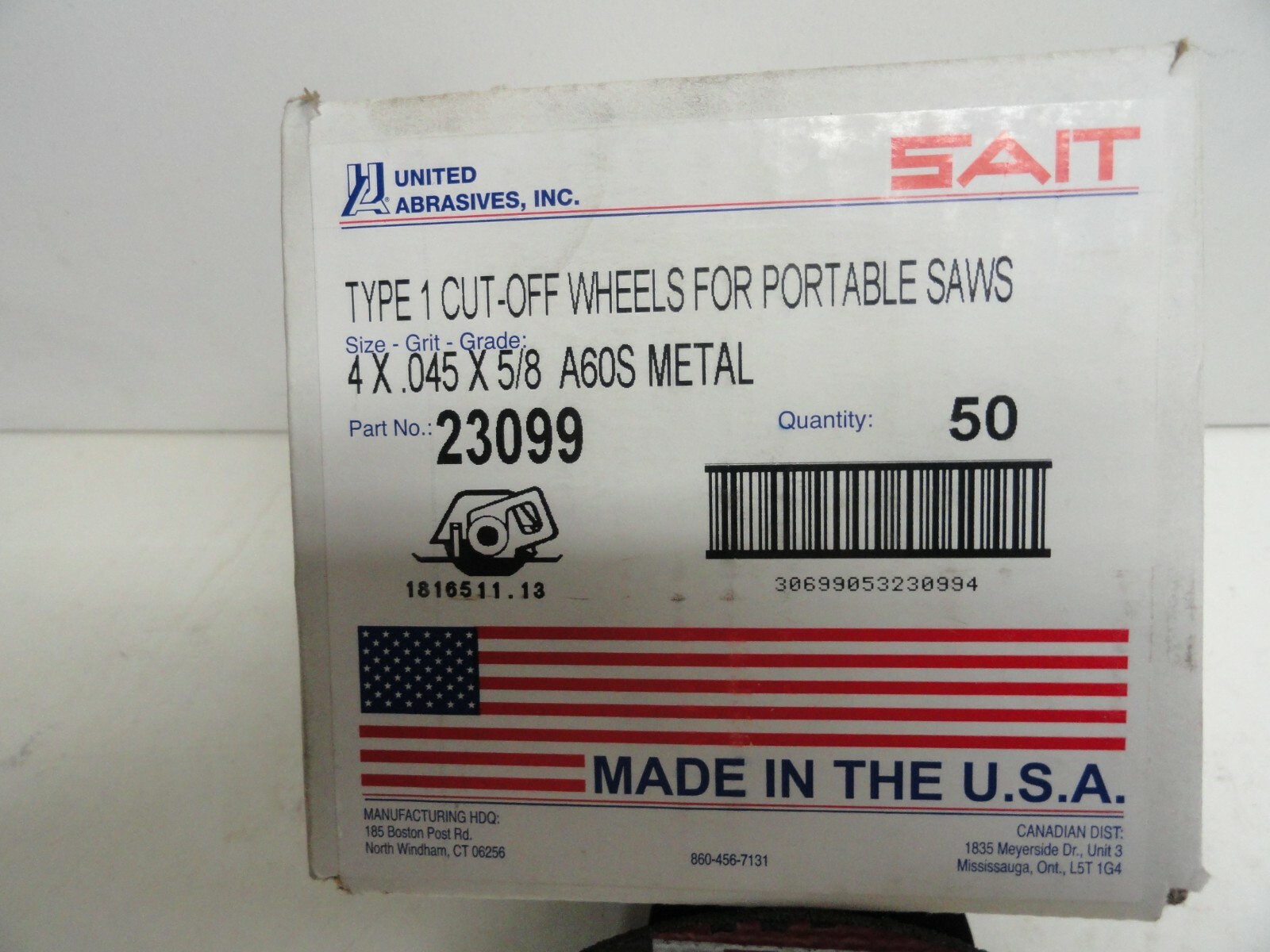 Sait 4″ 60 Grit Aluminum Oxide Cutoff Wheel 0.045″ Tk, 5/8″ Arbor 1 Lot 50pc …