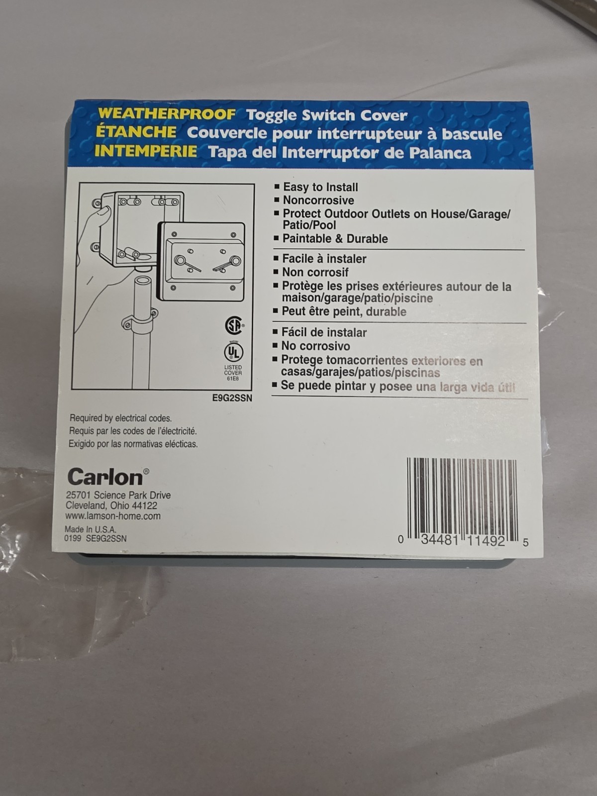 CARLON E9G2SSN 2 Gang Weatherproof Toggle Switch Box Cover. Vertical Mount. New