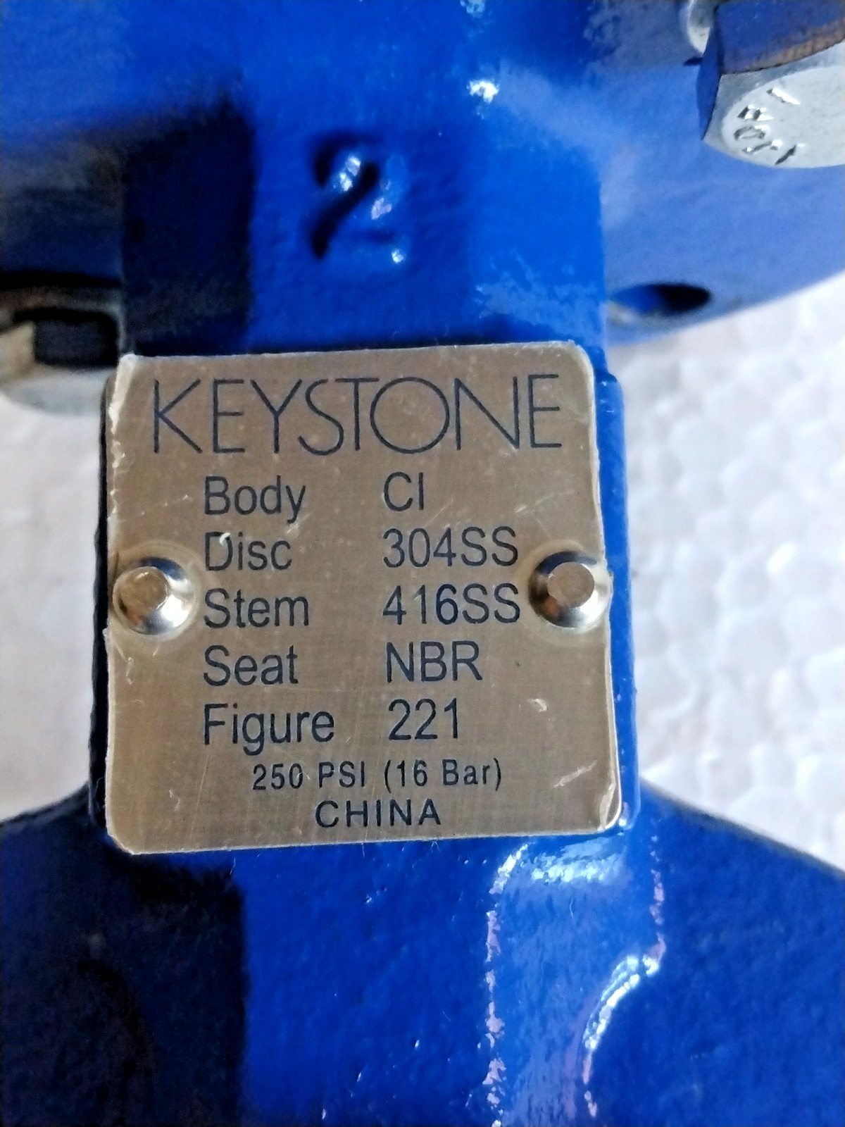 KEYSTONE 221 F89U-004 250PSI ( 16 Bar ) , 2″ NBR , 304SS , 416SS ,