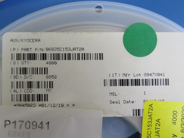 AVX 06035C153JAT2A Qty of 2900 per Lot AVX 06035C153JAT2A