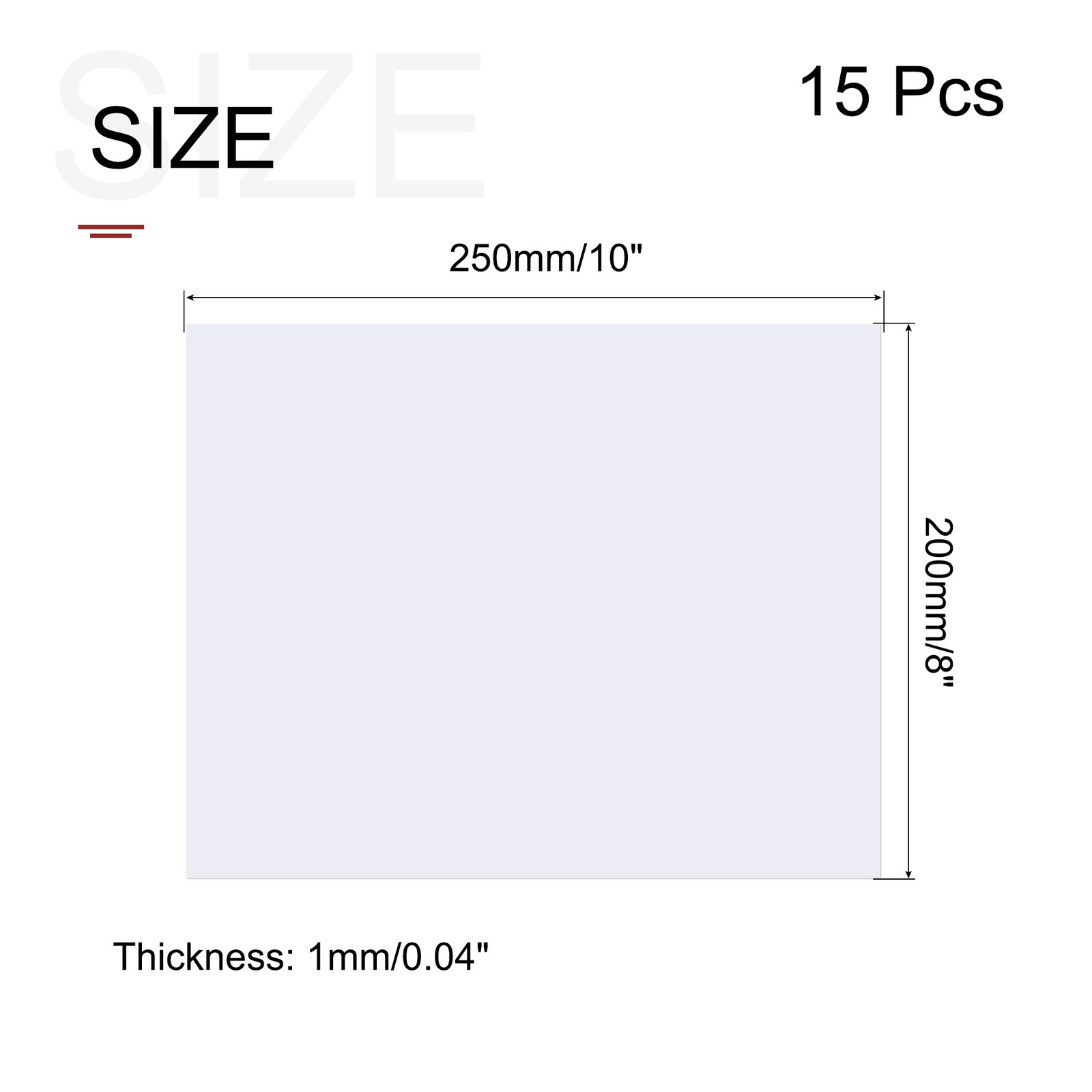 15 Pack Clear Plastic Sheet Transparency Panel 8x10x0.04” Plastic Card