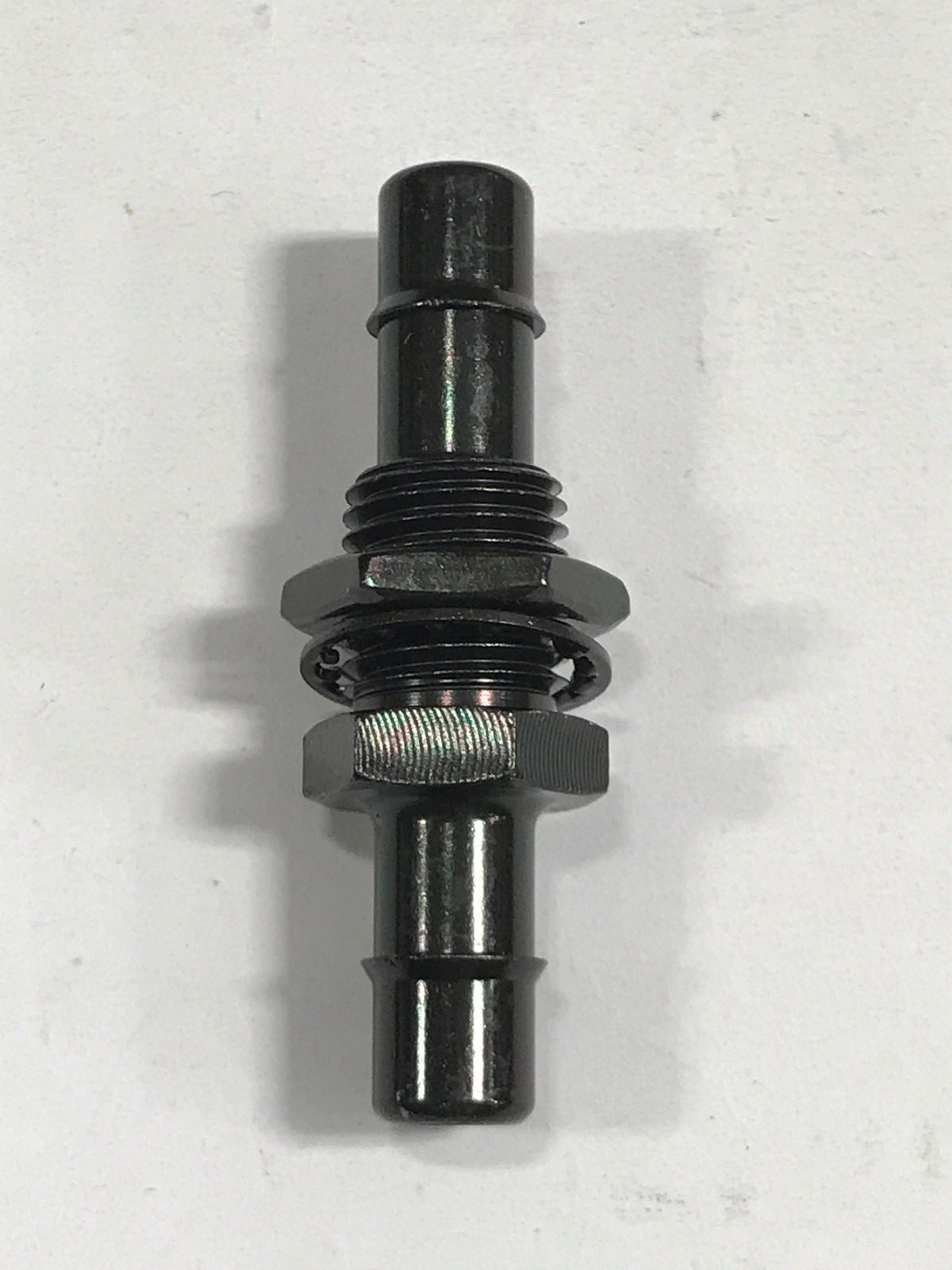 Black chromate brass bulkhead fitting 3/8-24 UNF thread to 1/4 ID tubing barb