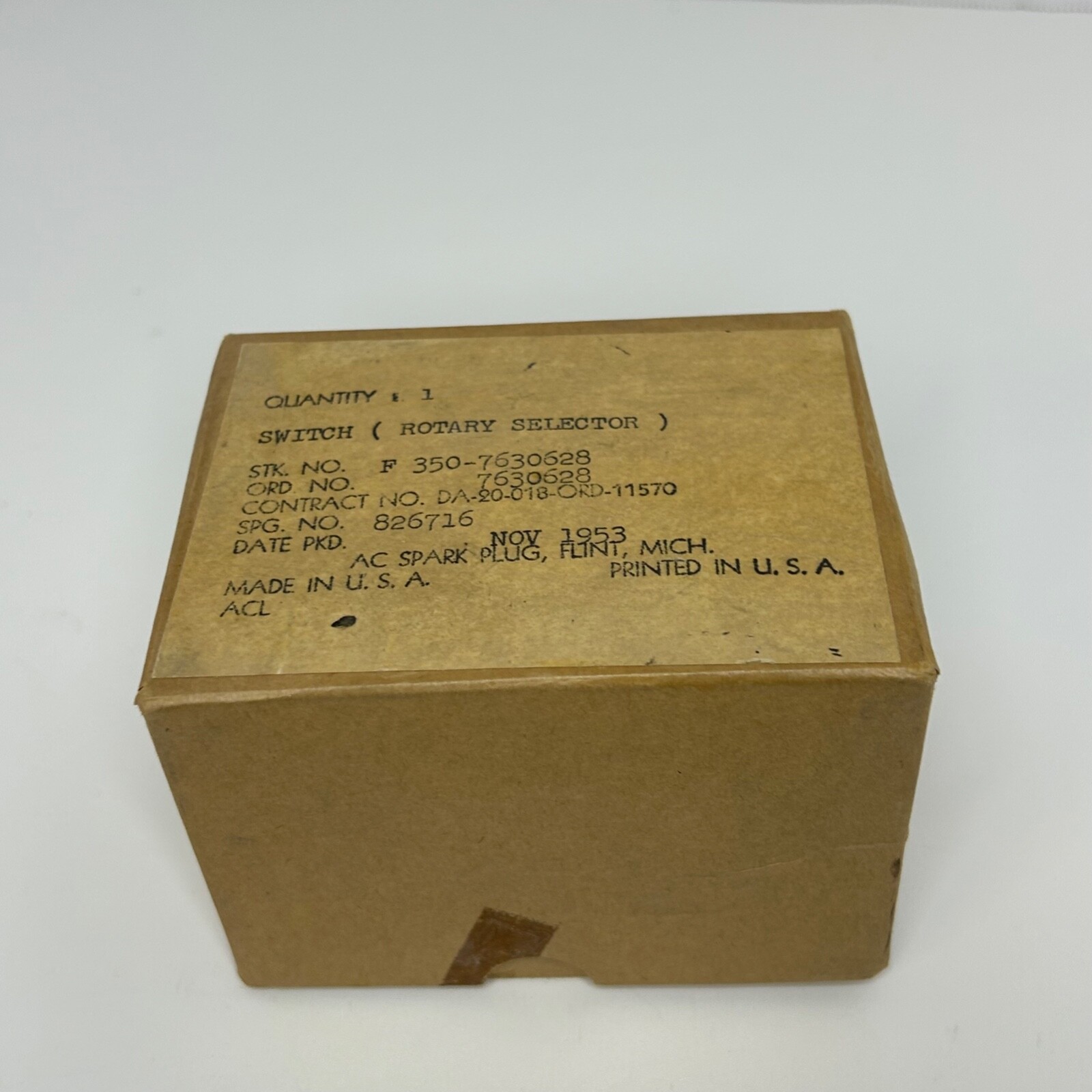AC Spark Plug F350-7630628 Rotary Selector Switch F3507630628 New Old Stock