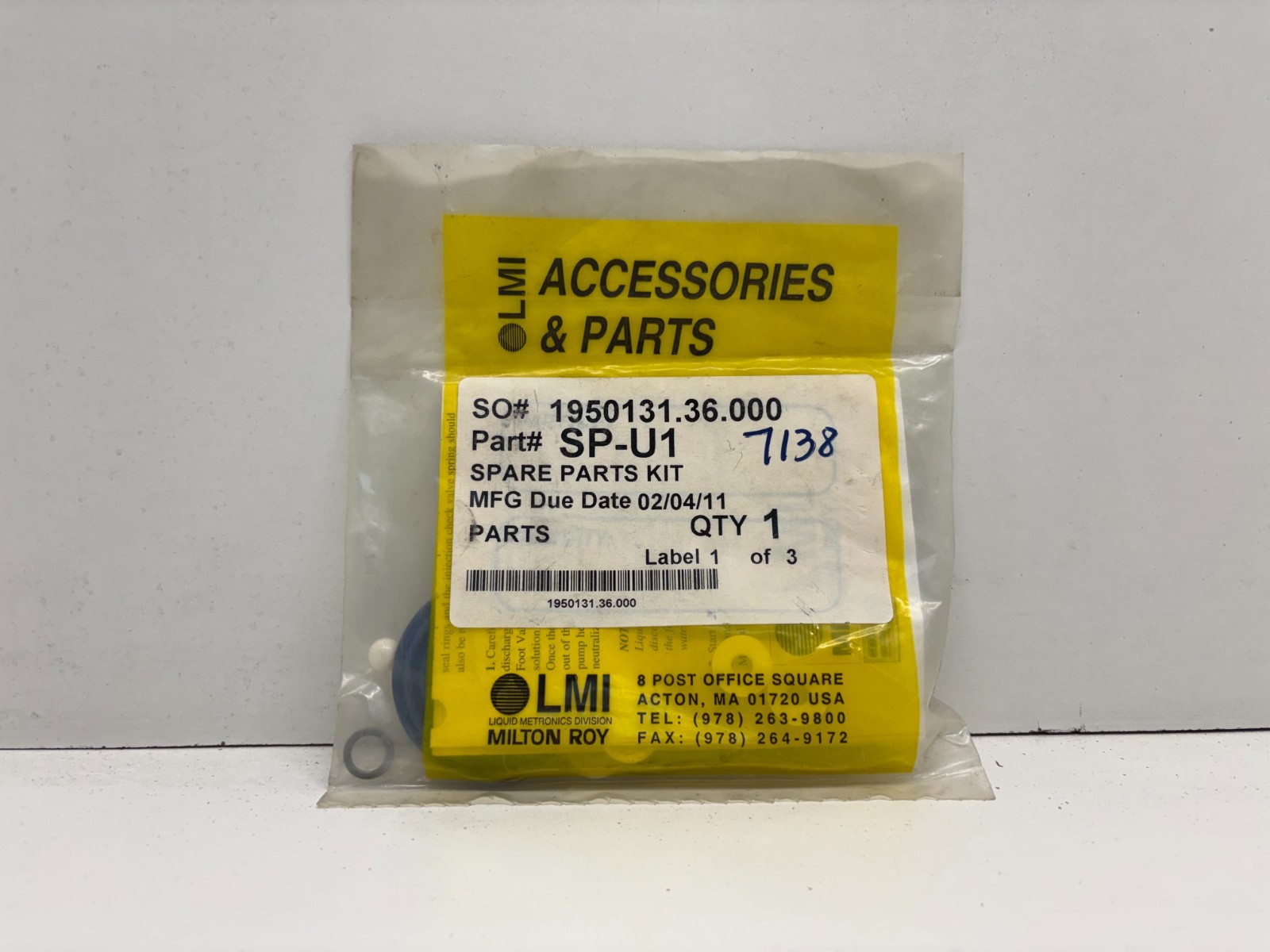 NEW OLD STOCK! LMI LIQUID METRONICS PUMP REPAIR SPARE PARTS KIT SP-U1