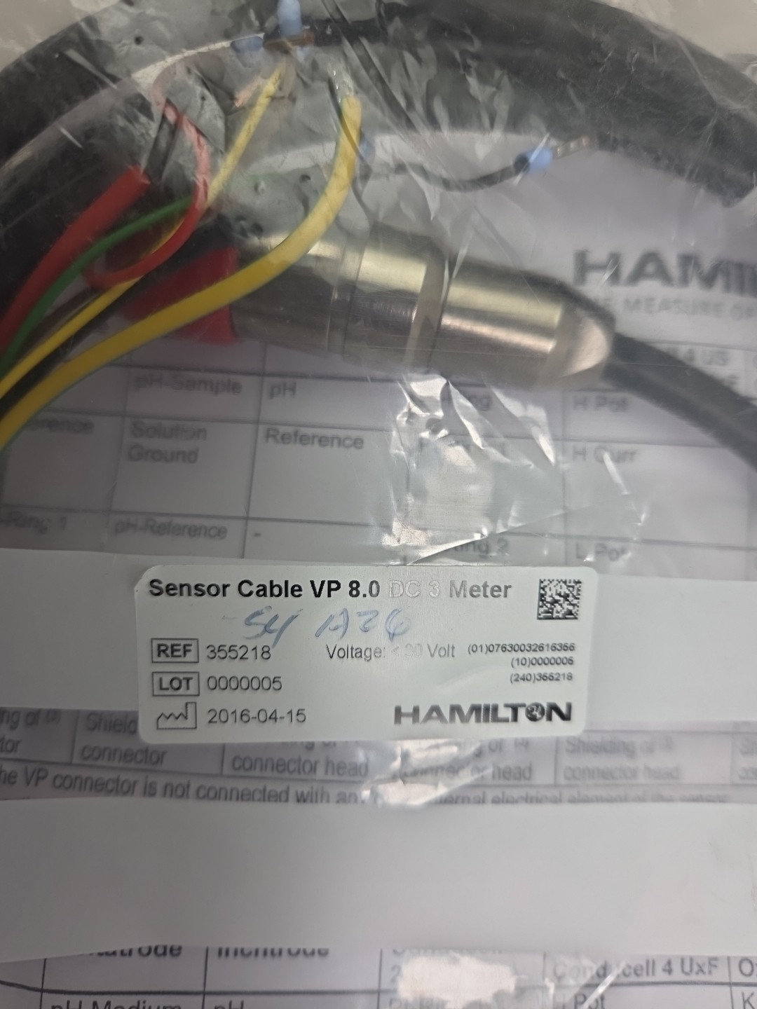 HAMILTON 355218 Sensor Cable VP 8.0 DC 3 meter