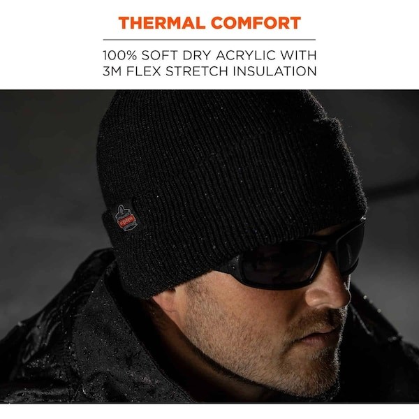 Ergodyne 6811Zi Knit Cap With Bump Cap,Universal,Black
