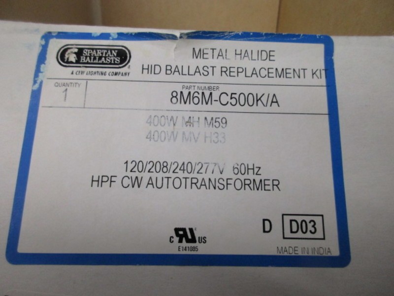 SPARTAN 8M6M-C500K/A BALLAST KIT 400W METAL HALIDE NSMP