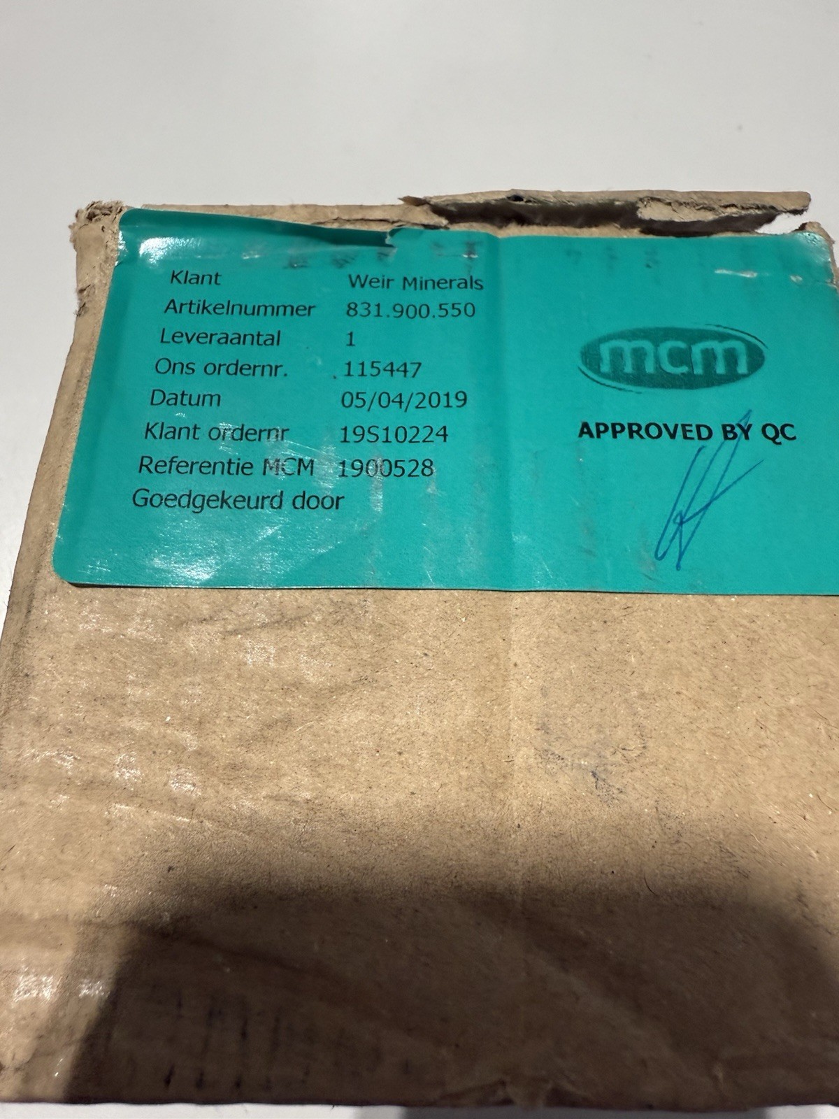Weir Minerals 831.900.550 / CH-8743 Clamping Piece w/ Square Pin *NEW*