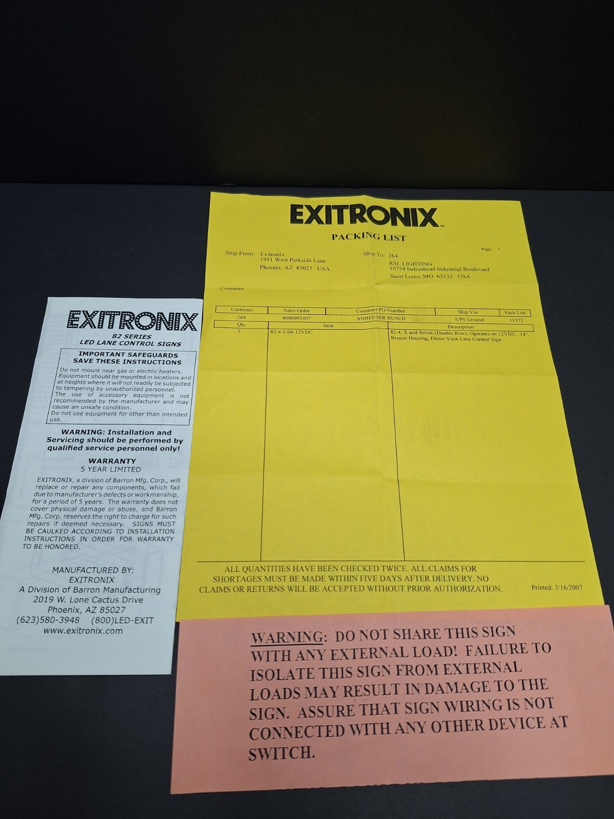 Exitronix Lane Control LED Arrow & X Sign Double Row Overlay 82-4-1-06-0 NEW