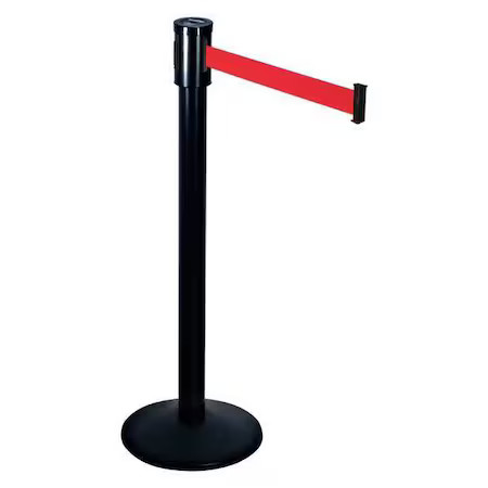 Retracta-Belt 321Ba-Rd Barrier Post With Belt, Black, 15 Ft Length, 40 In Post