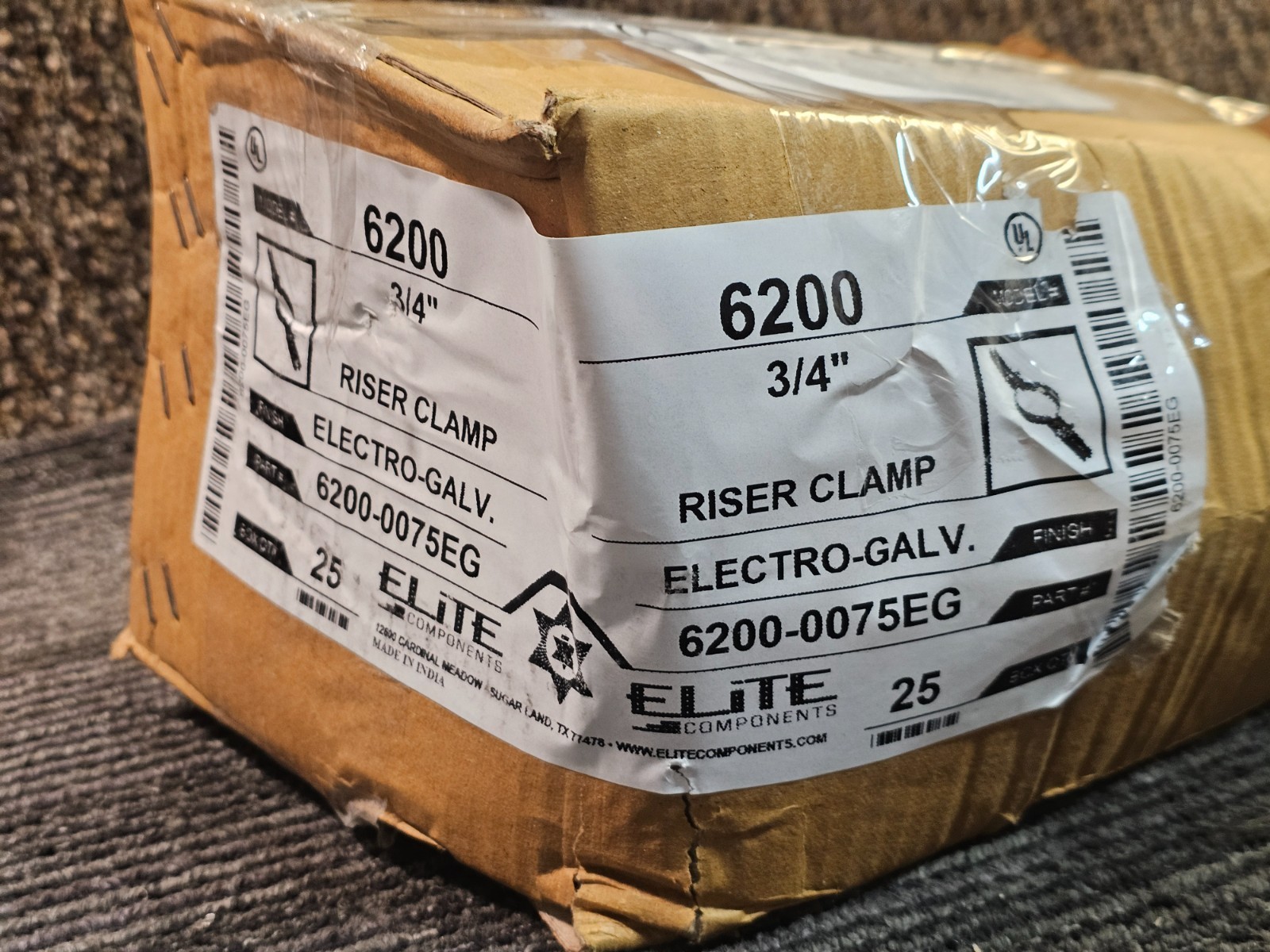 (QTY 25) Elite 6200-0075EG Electro Galvanized Standard Riser Clamp 3/4″