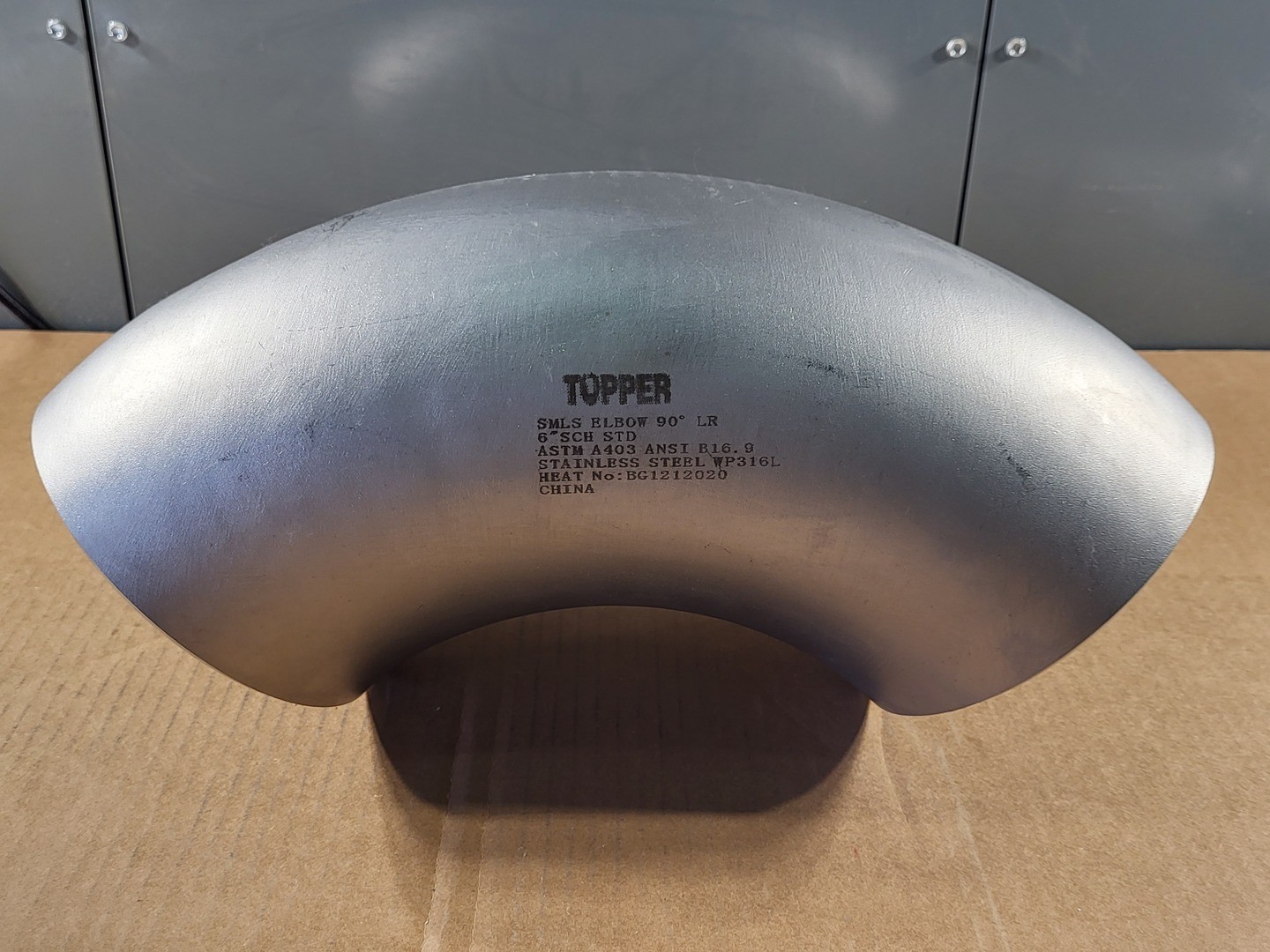 SURPLUS NEW TOPPER 6″ 90 Deg Buttweld Elbow SCH STD WP316L ASTM A403 ANSI B16.9