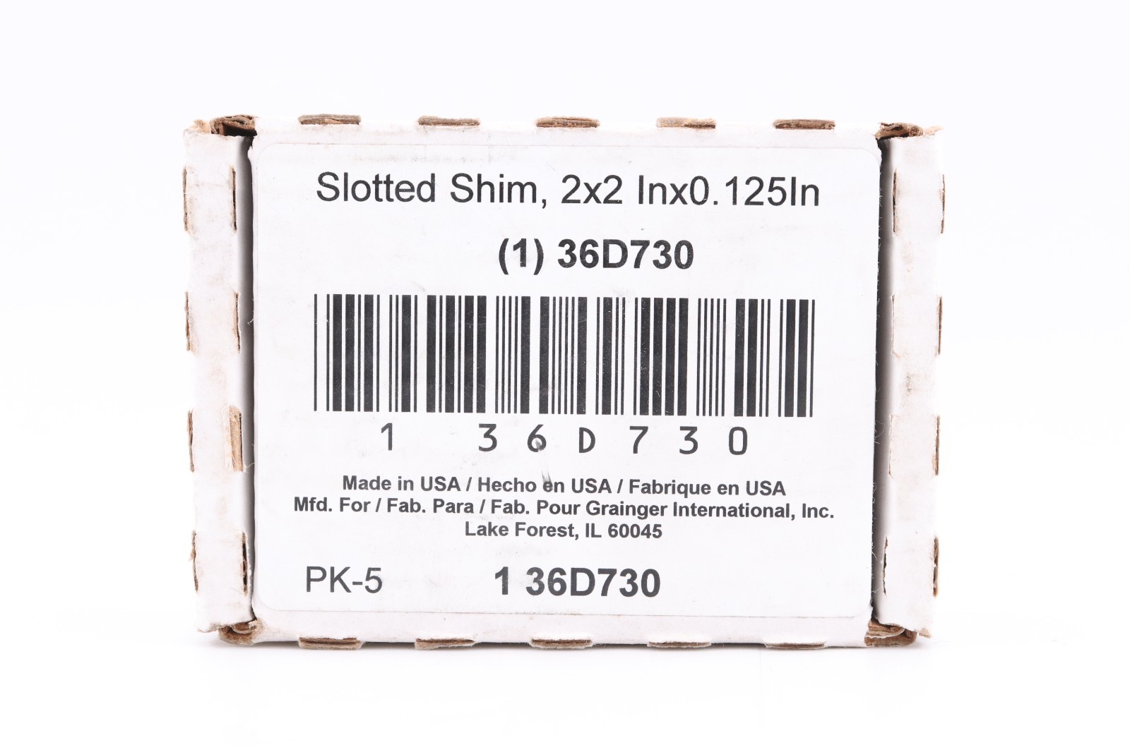 QTY. 5 ACCUSHIM 36D730 2″ X 2″ X .125″ SLOTTED SHIM