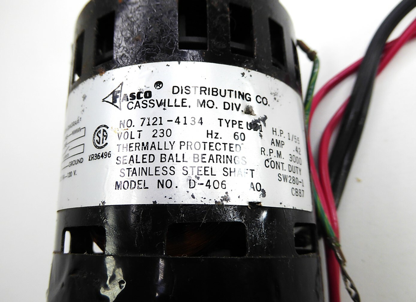 Fasco D406 1/55HP 230V 3000RPM CW NEW