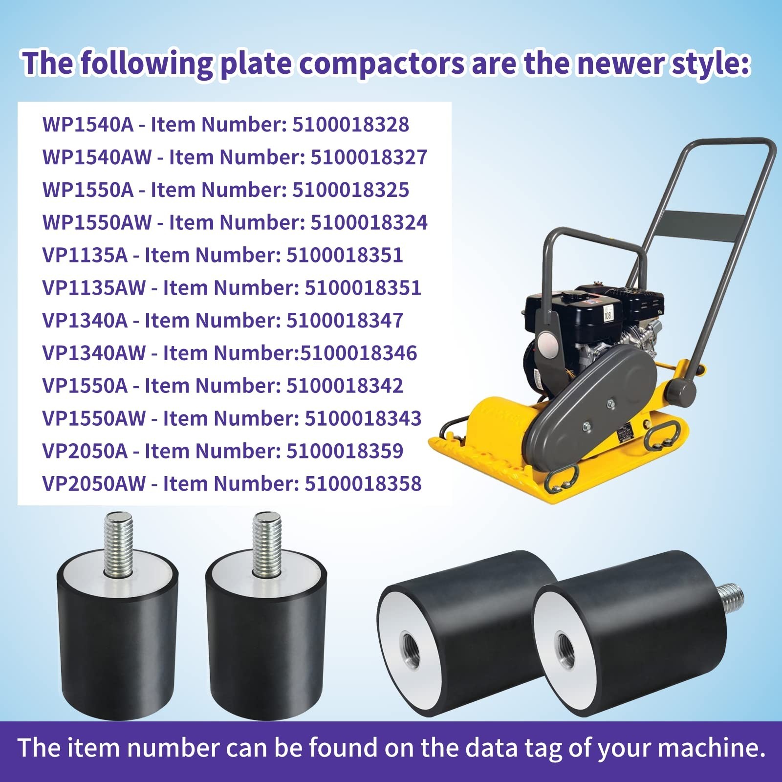 4 Pack Upgrade Tamper Rubber Shock Mounts for Wacker Neuson Compactors & Rammers