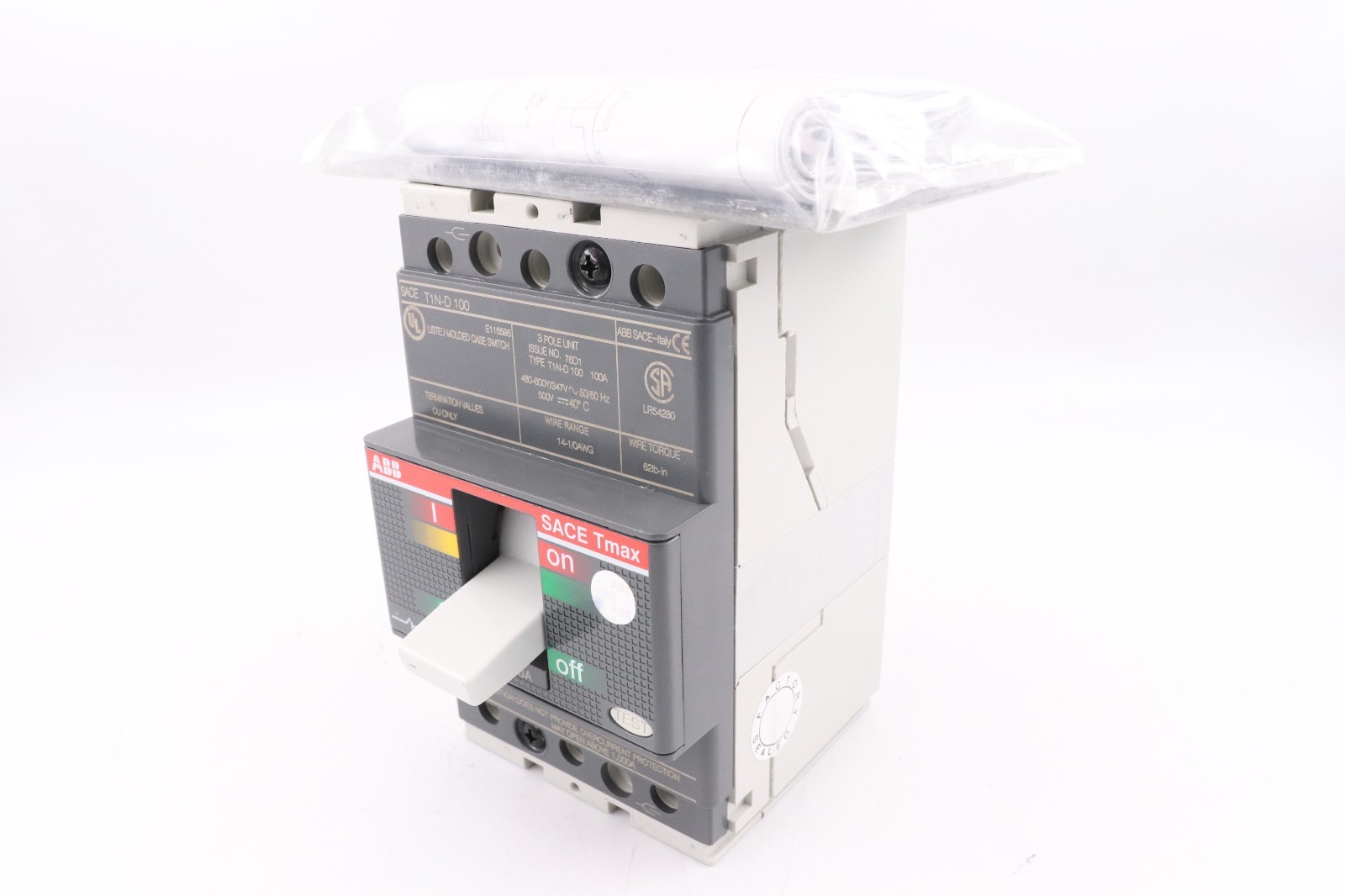 ABB SACE TMAX T1N-D100 100A 3-POLE CIRCUIT BREAKER, 480-600Y/347V 22KA@480V