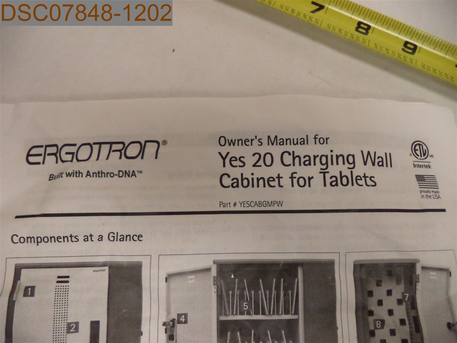 Ergotron Yes 20 Charging Wall Cabinet Tablet Hardware Kit YESCABGMPW 825-5709-00