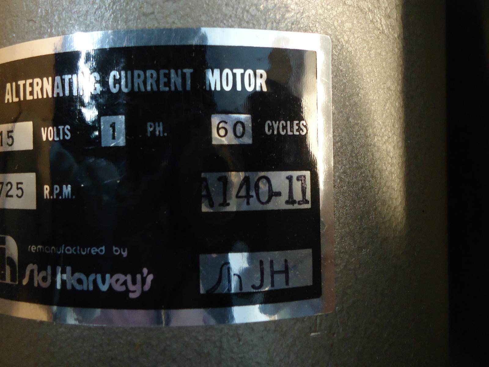 NEW SID HARVEY’S A140-11R 1/10HP 120V 1725RPM ROT.CCW TWO HOLE FLANGE MOTOR